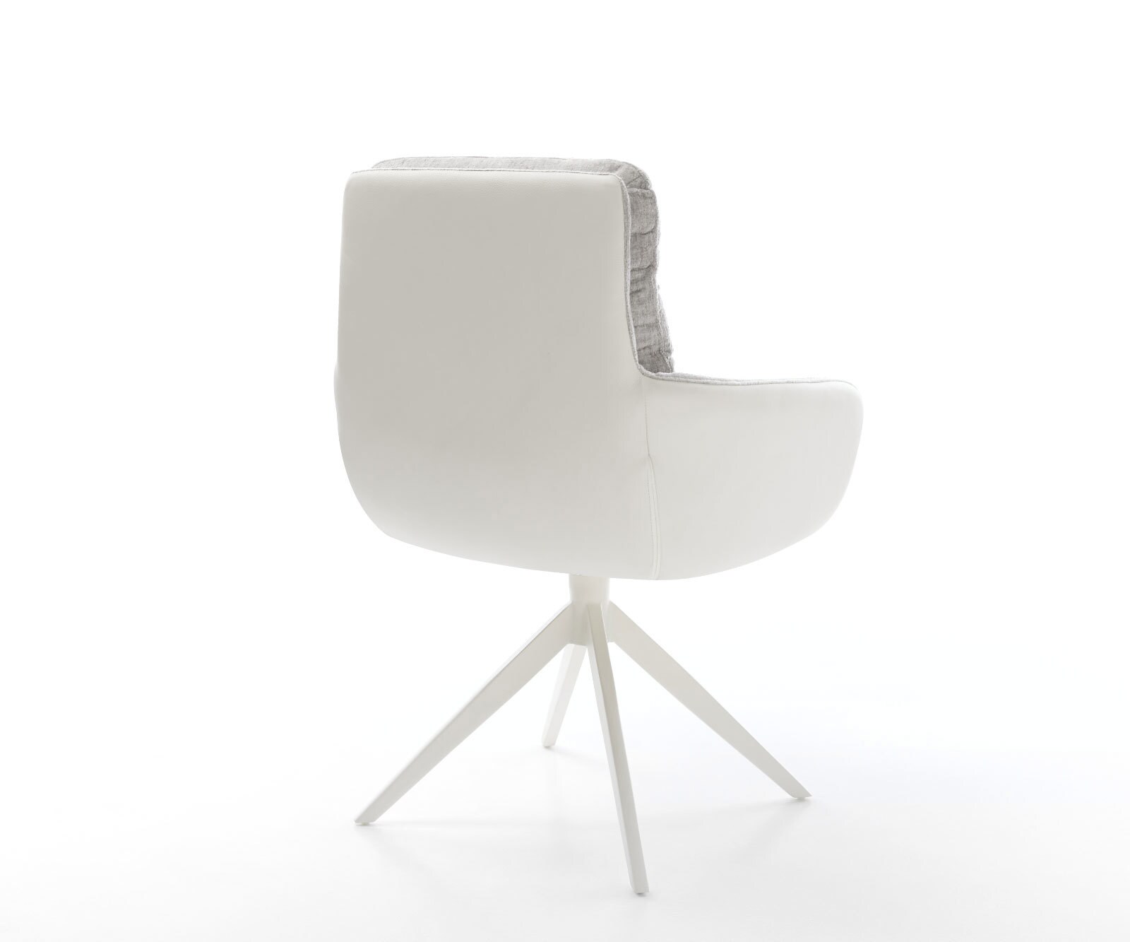 Chaise-pivotante Abelia-Flex avec accoudoirs tissu mixte cuir de vache blanc-gris argenté pied croisé large blanc pivotement sur 360° fonction bascule 4 Chaise-pivotante Abelia-Flex avec accoudoirs tissu mixte cuir de vache blanc-gris argenté pied croisé large blanc pivotement sur 360° fonction bascule 4