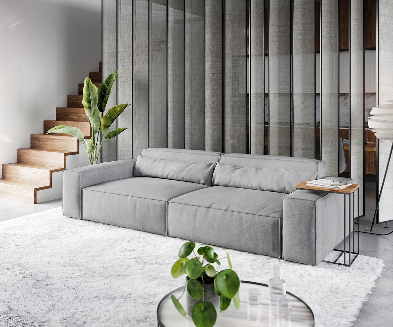 Grand Canapé Sirpio XL 270x130 cm Microfibre Gris 1 Grand Canapé Sirpio XL 270x130 cm Microfibre Gris 1