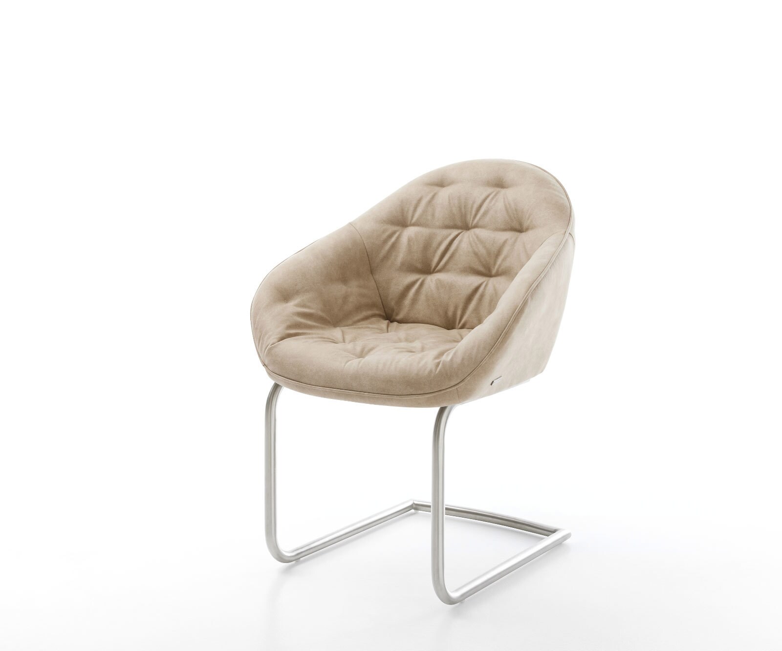 Cantilever Gaio-Flex microvelours beige vintage pied cantilever rond acier inoxydable brossé