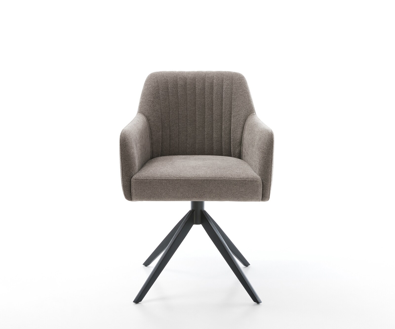 Chaise-pivotante Greg-Flex tissu structuré doux taupe pied croisé large noir pivotement sur 360° fonction bascule ressorts ensachés 1