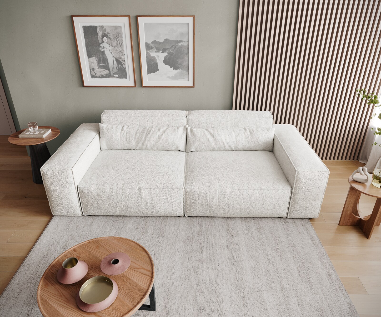 Grand Canapé Sirpio 230x90 cm Bouclee Crème-blanc 5