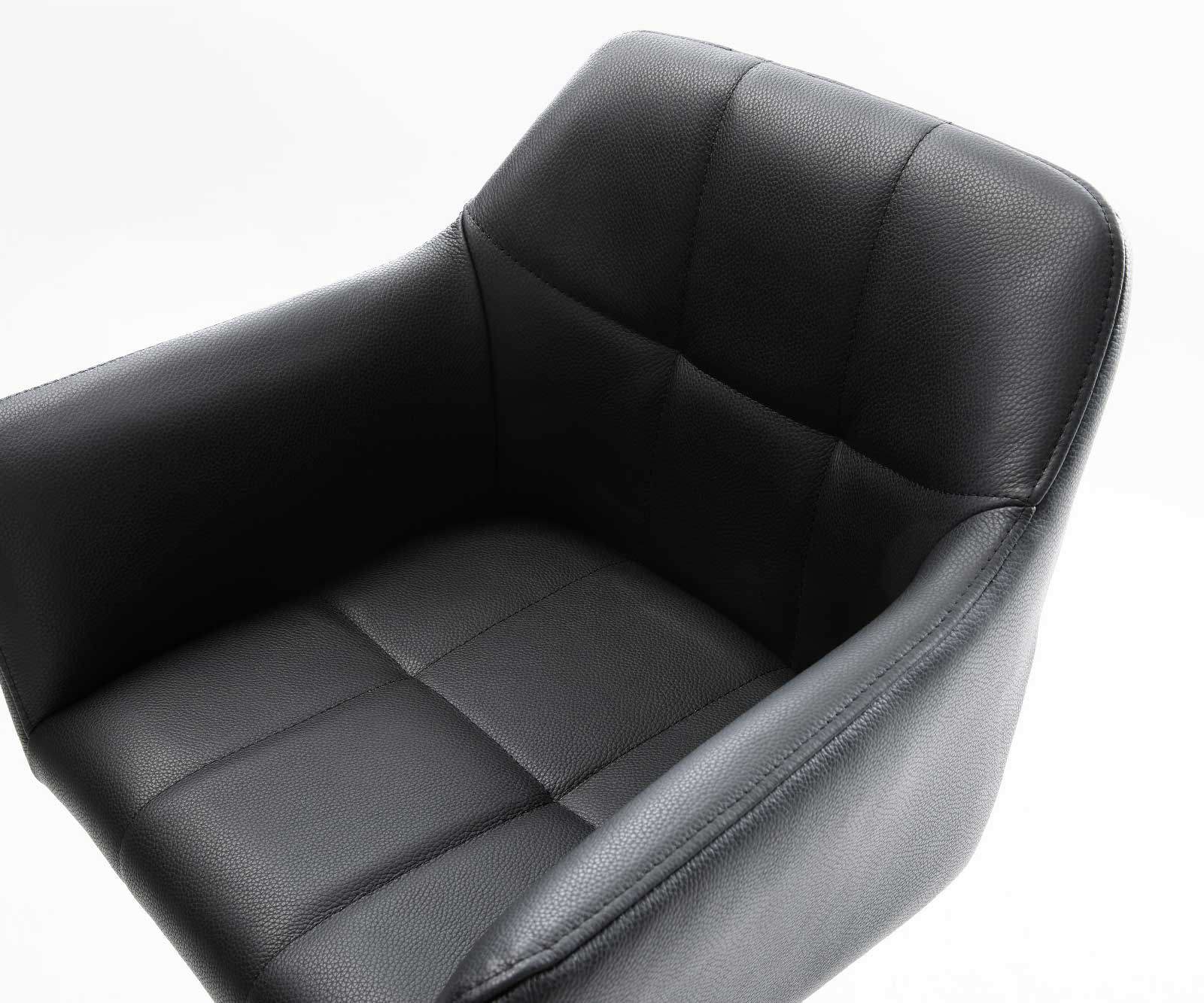 Chaise-de-bar Yulo-Flex cuir véritable noir cadre de patins métal 3
