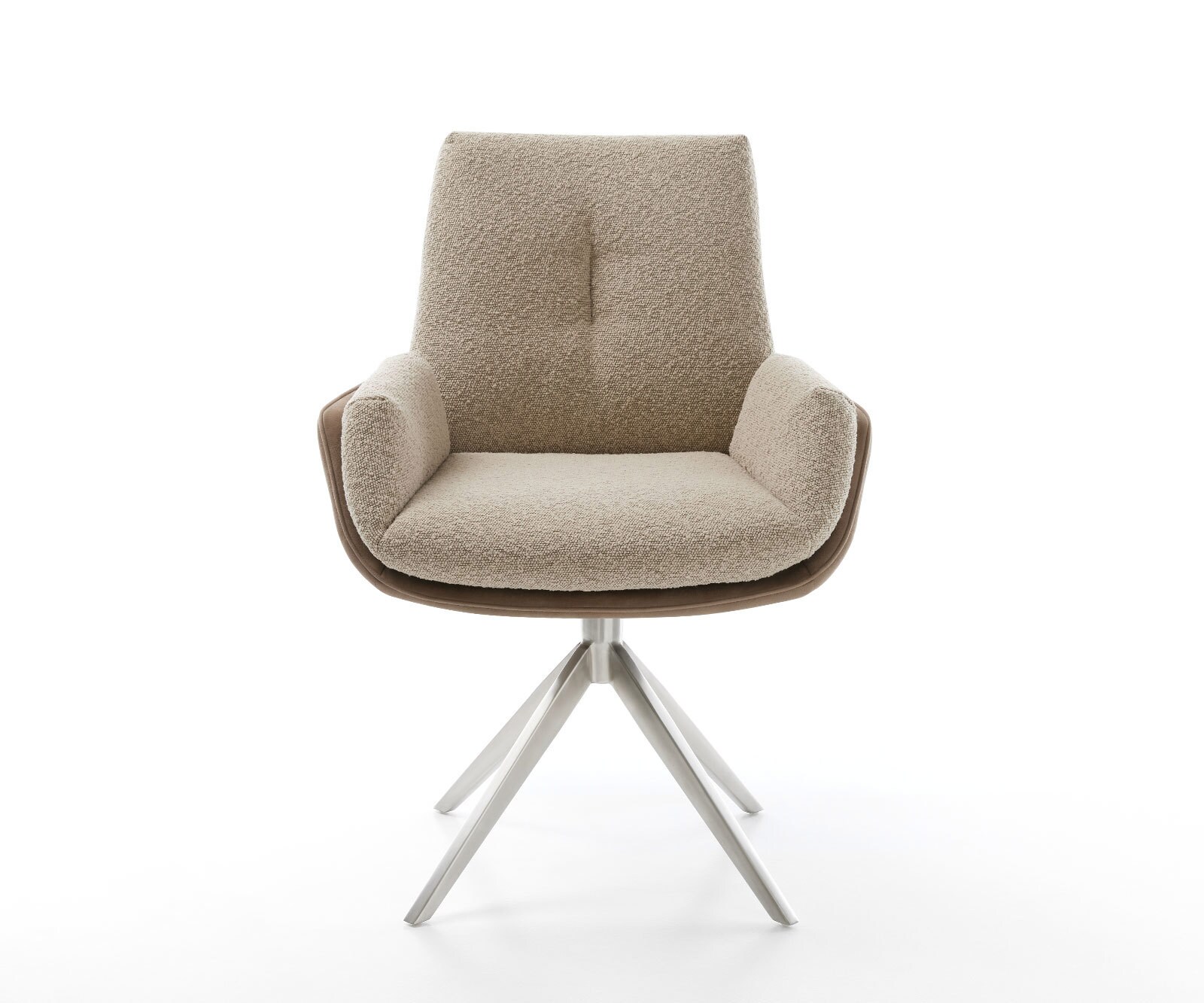 Chaise-pivotante Clea-Flex microvelours boue pied croisé large acier inoxydable brossé pivotement sur 360° fonction bascule 2