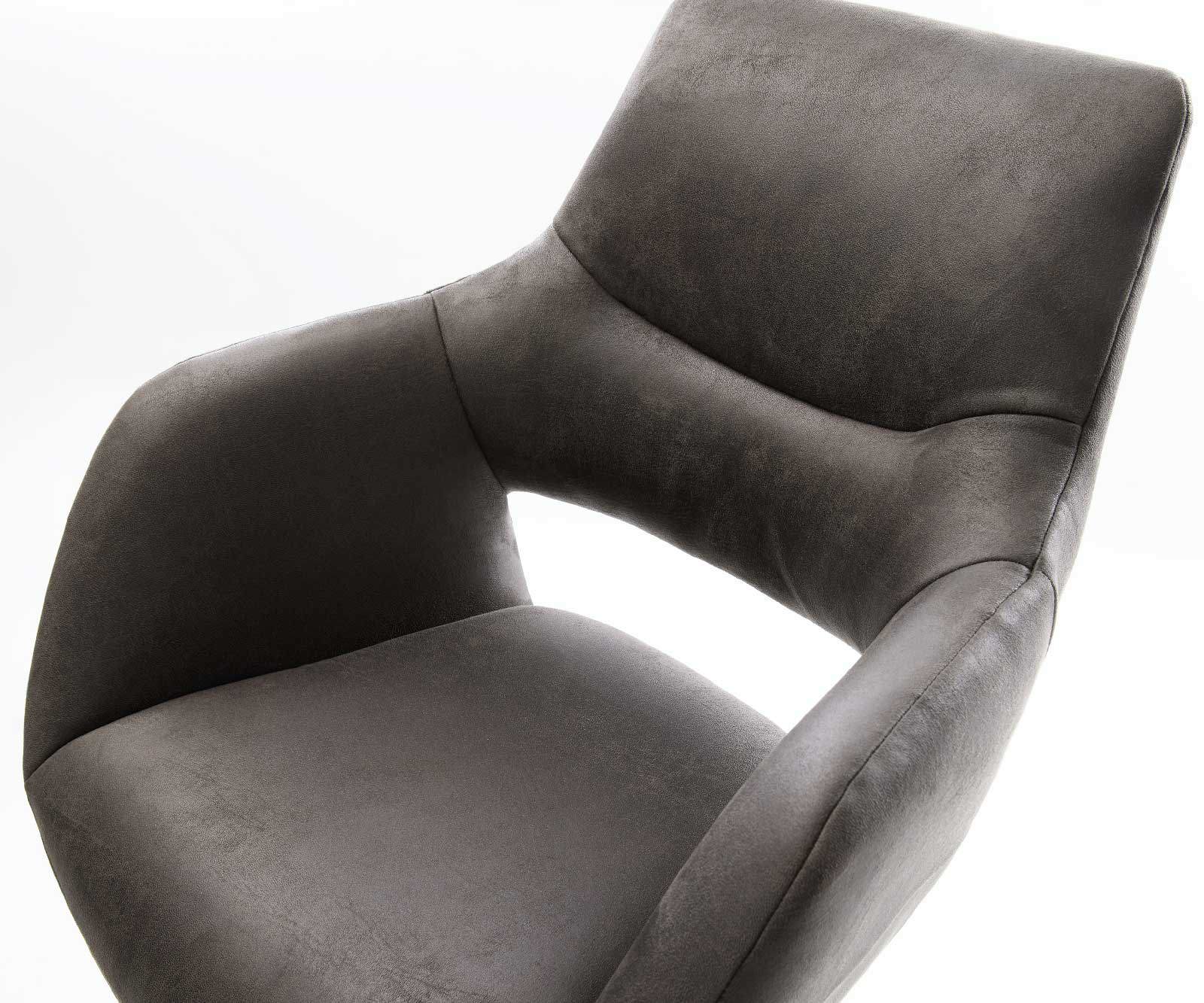 Chaise-de-bar Yago-Flex microfibre anthracite vintage pied pivotant réglable en hauteur métal noir pivotant ressorts ensachés 3