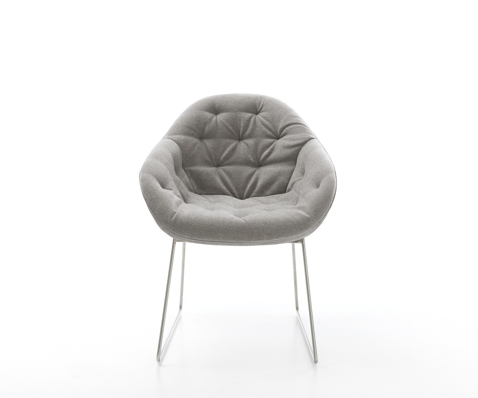 Chaise-de-salle-à-manger Gaio-Flex tissu structuré doux gris pied trapèze acier inoxydable 2