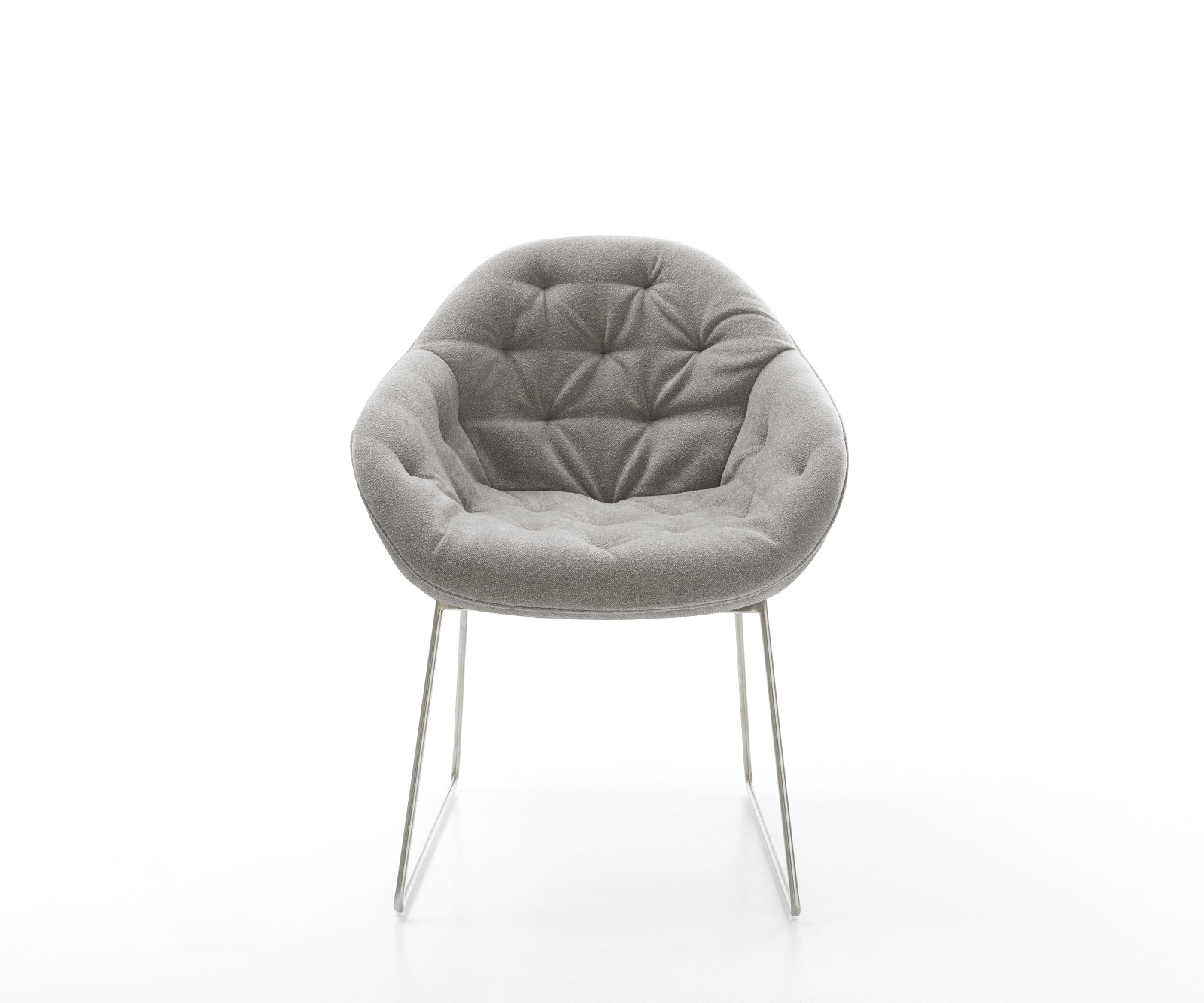 Chaise-de-salle-à-manger Gaio-Flex tissu structuré doux gris pied trapèze acier inoxydable 1 Chaise-de-salle-à-manger Gaio-Flex tissu structuré doux gris pied trapèze acier inoxydable 1