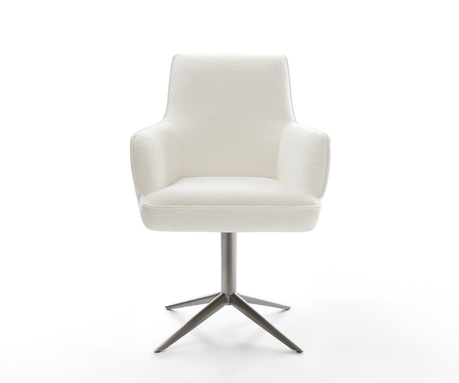 Chaise-pivotante Heira-Flex avec accoudoirs bouclé doux beige pied de chaise 4 branches grafiete pivotement sur 360° fonction bascule resorts ensachés 2