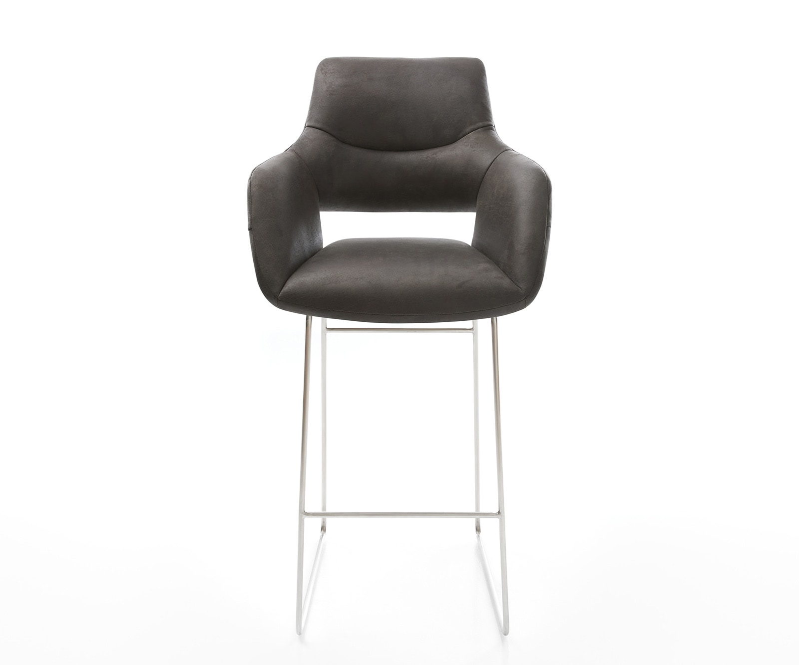 Barstuhl Yago-Flex Mikrofaser Anthrazit Vintage Kufengestell Edelstahl Taschenfederkern 1 Barstuhl Yago-Flex Mikrofaser Anthrazit Vintage Kufengestell Edelstahl Taschenfederkern 1