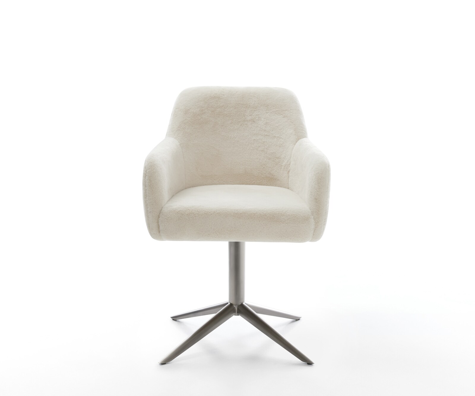 Chaise-pivotante Greg-Flex peluche crème-blanc pied de chaise 4 branches grafiete pivotement sur 360° fonction bascule resorts ensachés 2