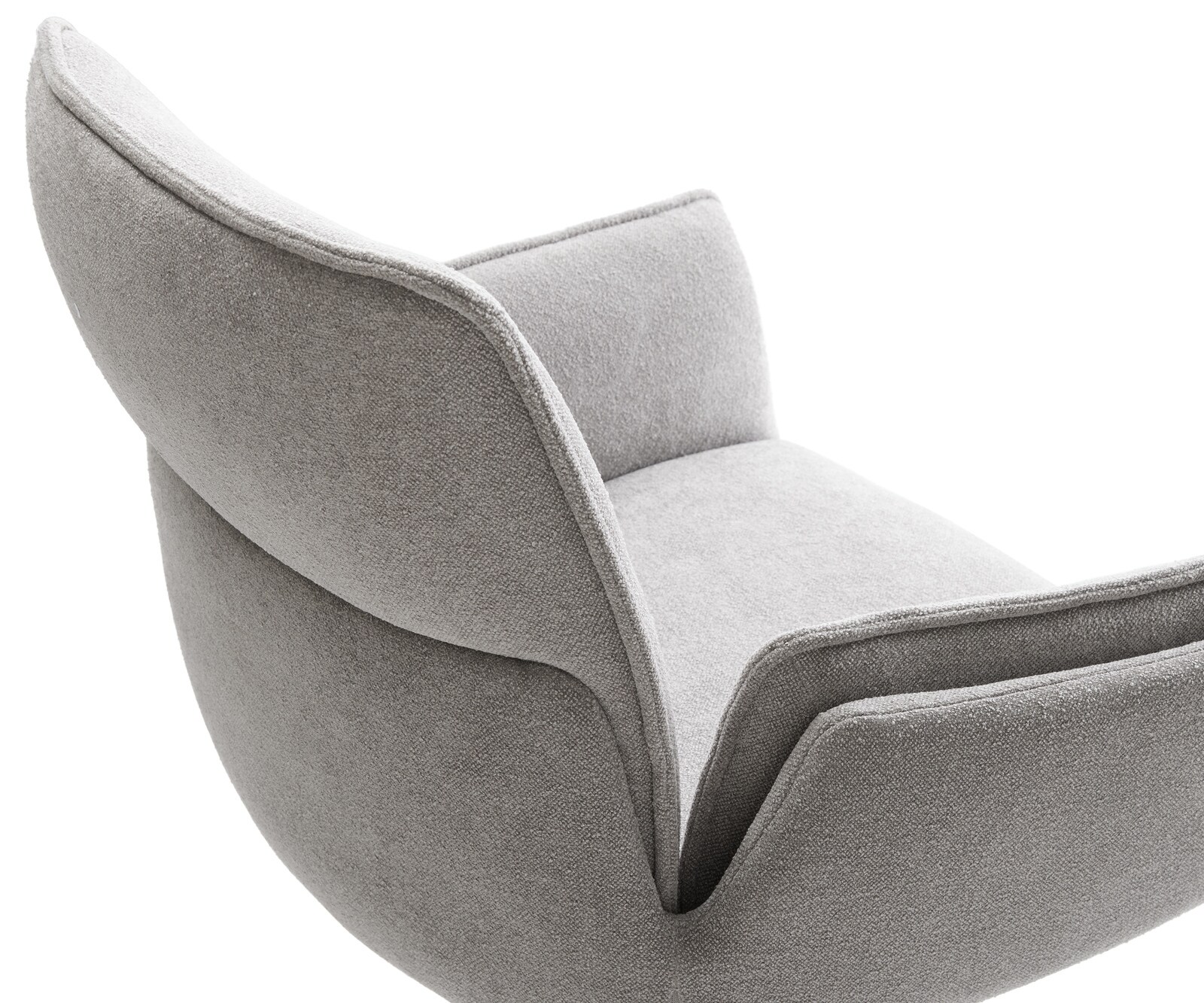Chaise-de-salle-à-manger Nela-Flex tissu structuré doux gris pied croisé conique acier inoxydable 3