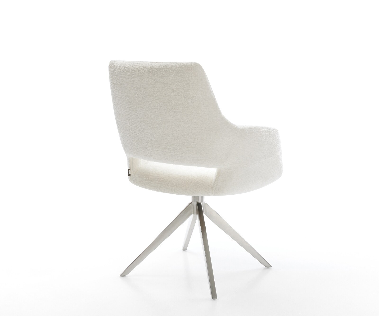 Chaise-pivotante Yago-Flex avec accoudoirs bouclé doux beige pied croisé large acier inoxydable pivotement sur 360° fonction bascule resorts ensachés 5