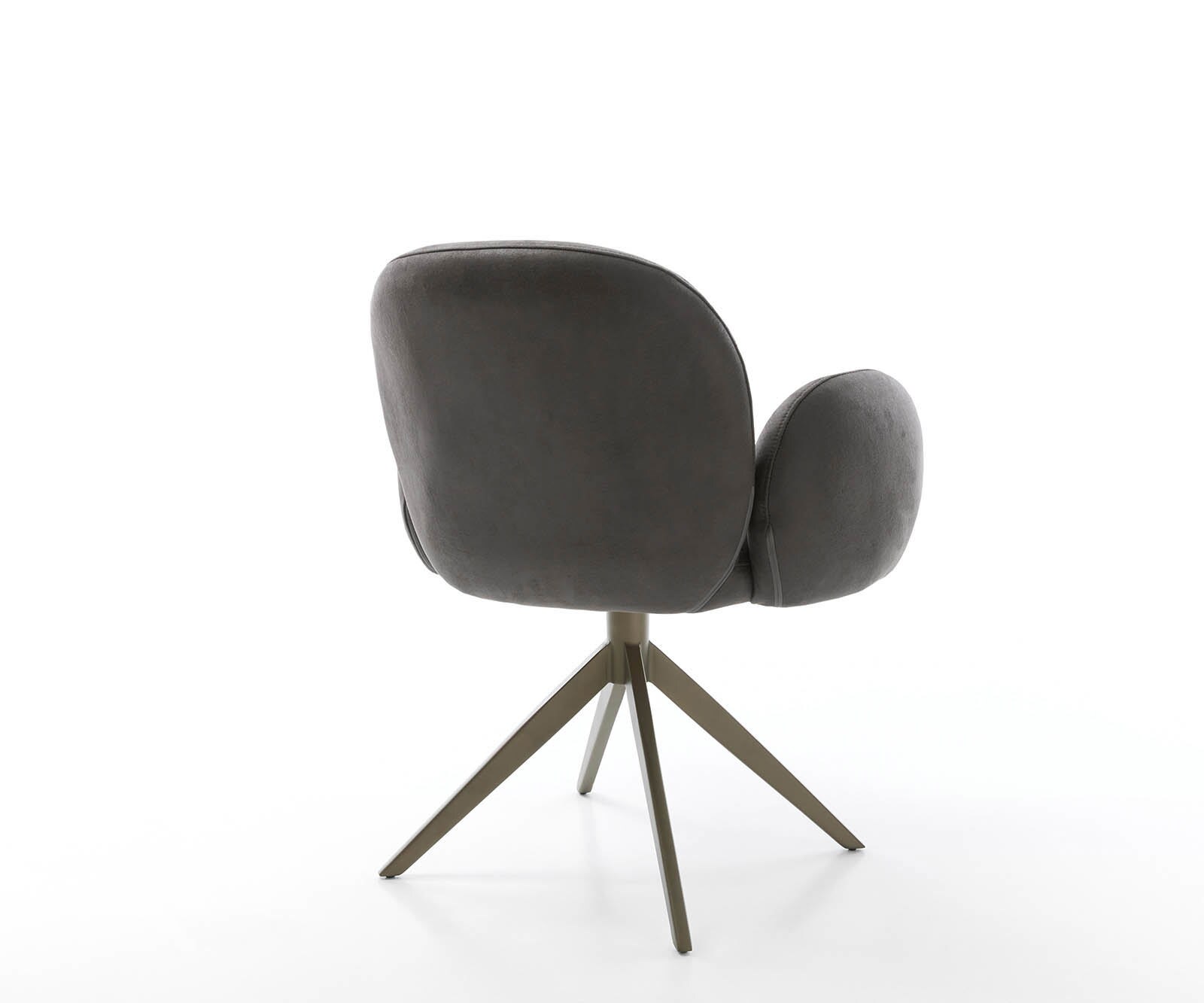 Chaise-pivotante Nube-Flex avec accoudoirs microvelours anthracite vintage pied croisé large aspect titane pivotement sur 360° ressorts ensachés 5