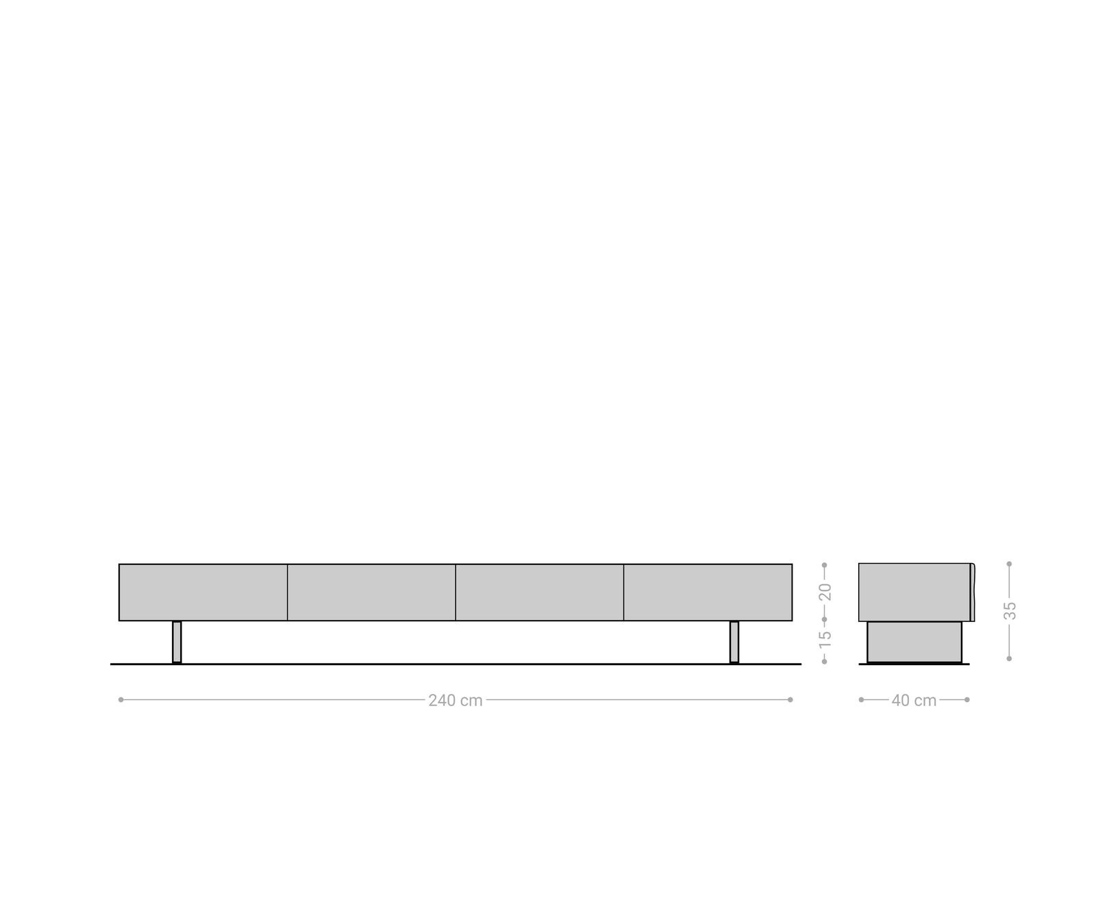 Meuble -TV New Live-Edge 240 cm acacia naturel 4 tiroirs pied en verre 6