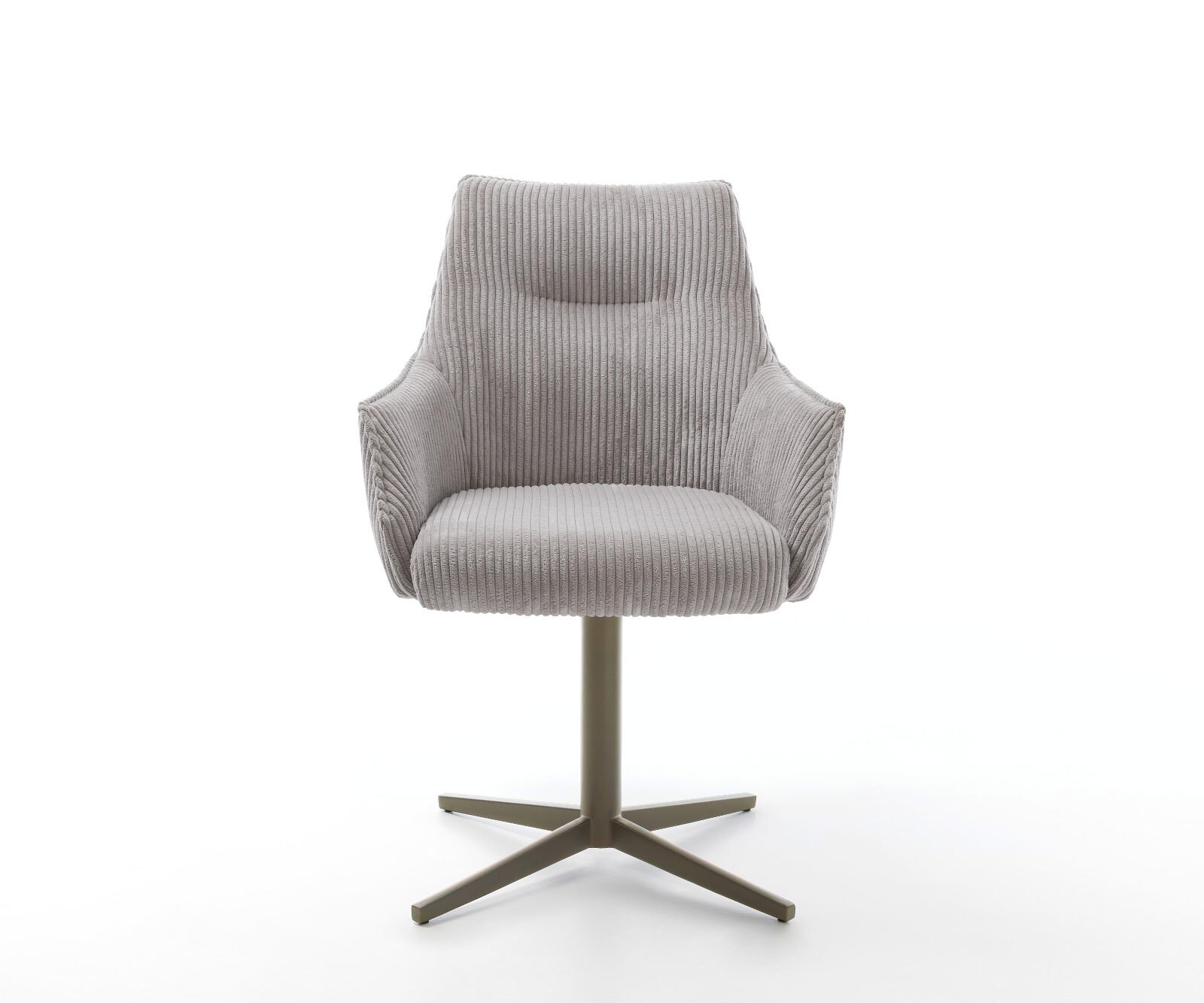 Chaise-pivotante Alja-Flex avec accoudoirs côtelé gris argenté pied de chaise 4 branches aspect titane pivotement sur 360° ressorts ensachés 1 Chaise-pivotante Alja-Flex avec accoudoirs côtelé gris argenté pied de chaise 4 branches aspect titane pivotement sur 360° ressorts ensachés 1