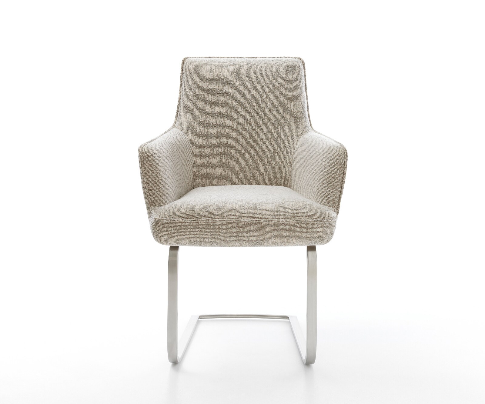 Cantilever Heira-Flex avec accoudoirs tissu tissé doux beige pied cantilever plat acier inoxydable resorts ensachés 2