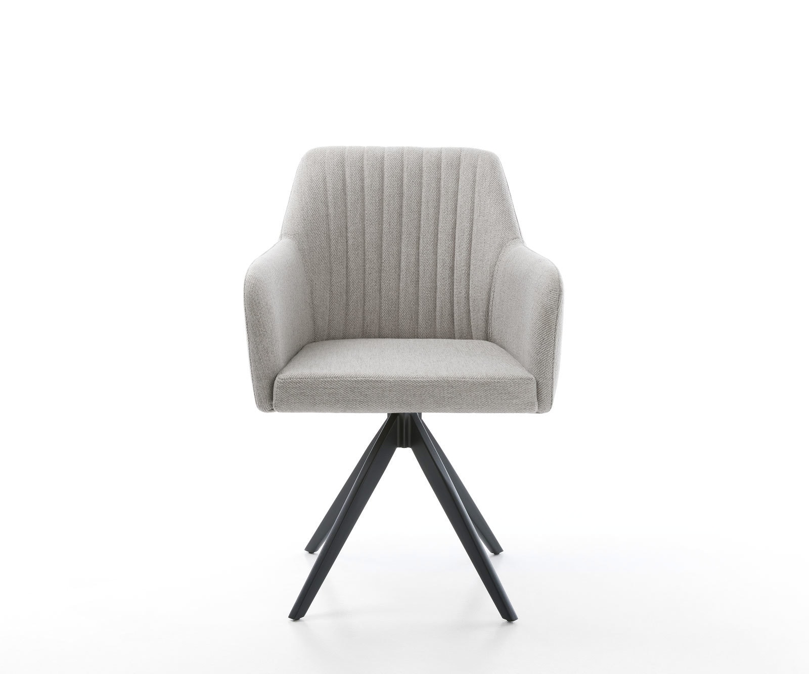 Chaise-de-salle-à-manger Greg-Flex rayures gris clair pied croisé angulaire noir ressorts ensachés 1 Chaise-de-salle-à-manger Greg-Flex rayures gris clair pied croisé angulaire noir ressorts ensachés 1