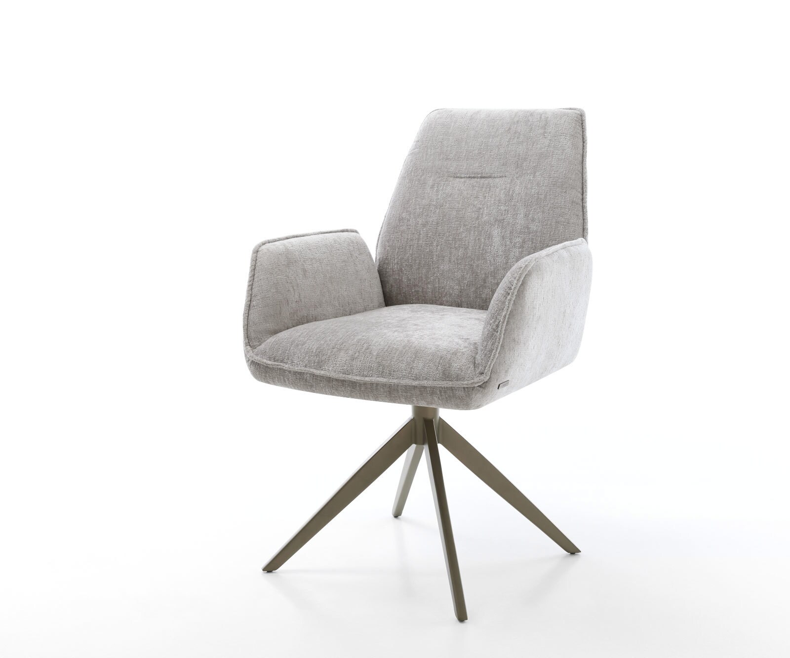 Chaise-pivotante Zoa-Flex chenille gris argenté pied croisé large aspect titane pivotement sur 360° ressorts ensachés