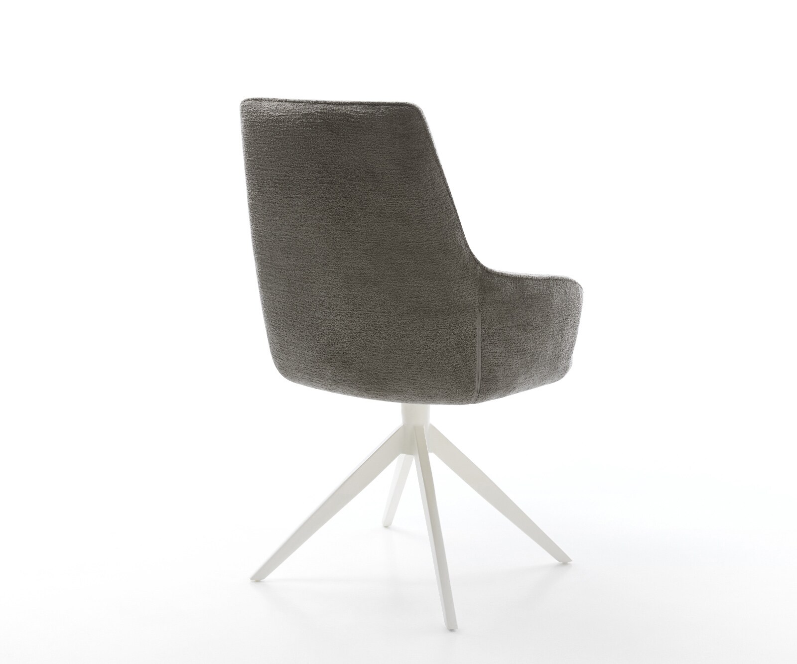 Chaise-pivotante Zelia-Flex avec accoudoirs bouclé doux couleur boue pied croisé large blanc pivotement sur 360° fonction bascule resorts ensachés 4