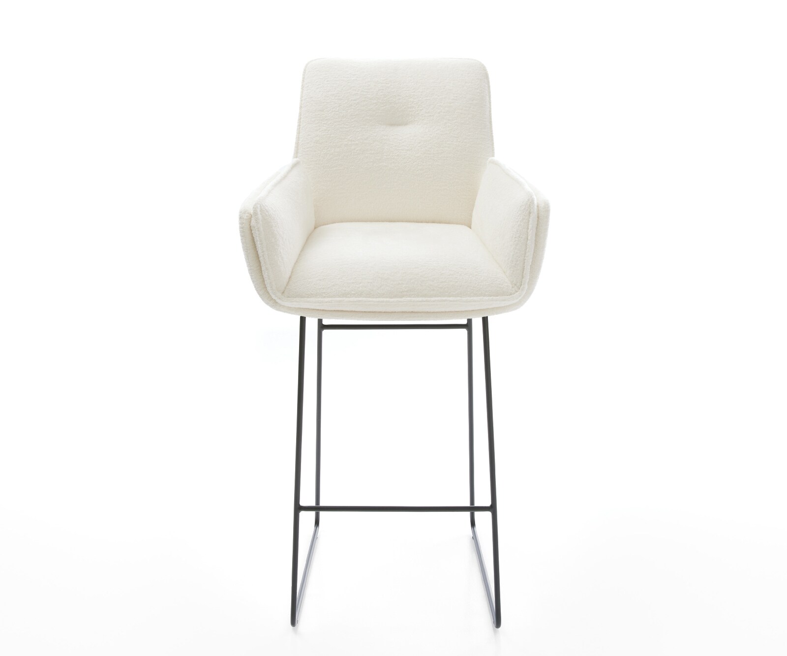 Chaise-de-bar Nela-Flex Bouclé doux Beige Pied trapèze noir Noir 1