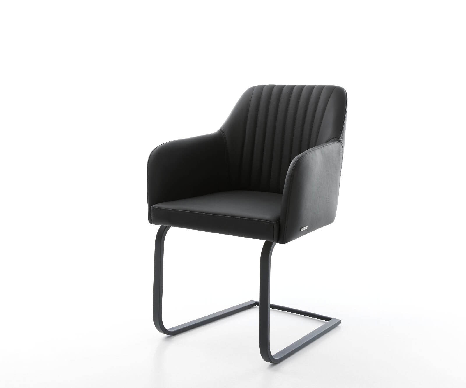 Cantilever Greg-Flex cuir de vache noir pied cantilever plat noir ressorts ensachés