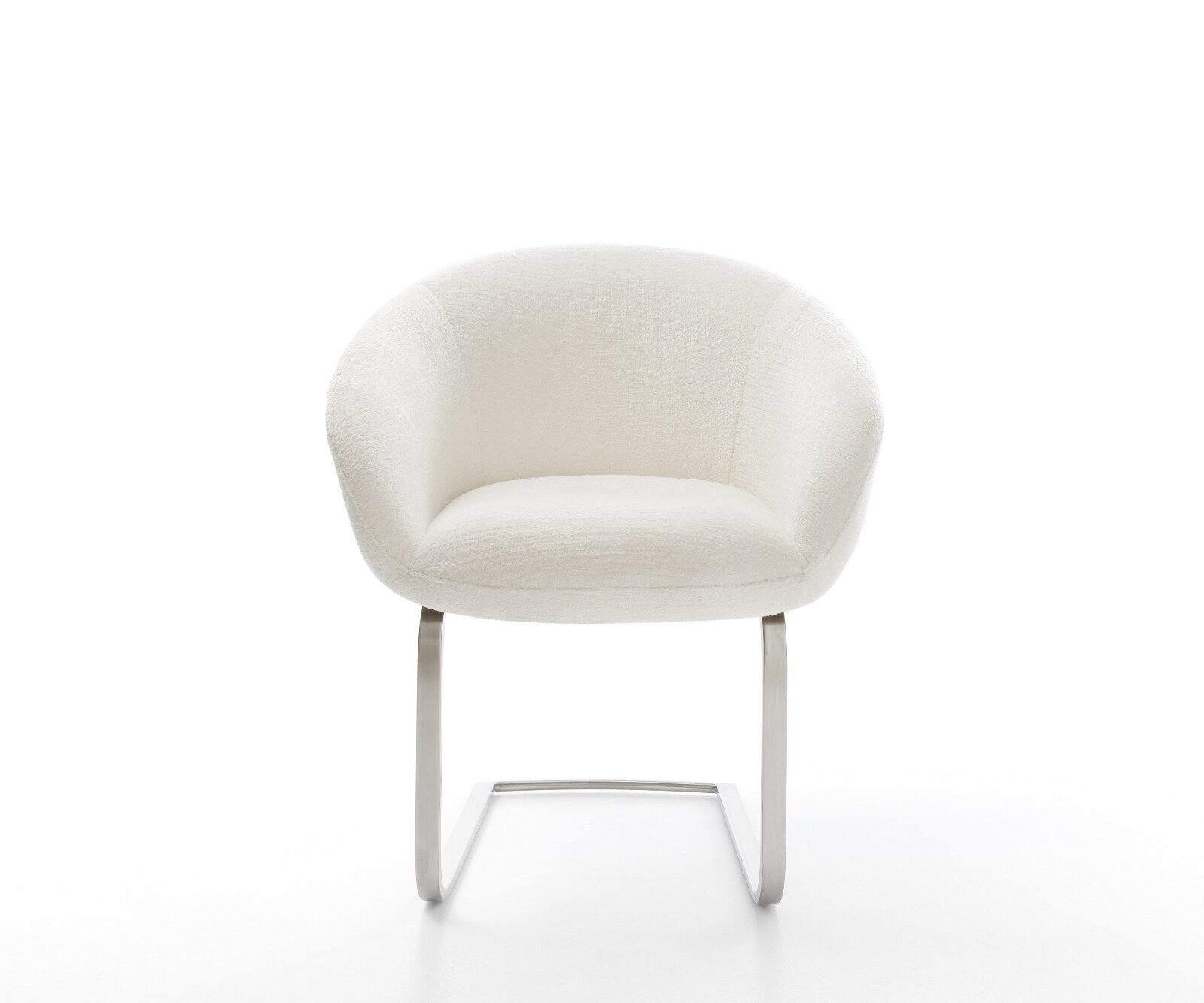 Cantilever Vinka-Flex avec accoudoirs bouclé doux beige pied cantilever plat acier inoxydable resorts ensachés 2