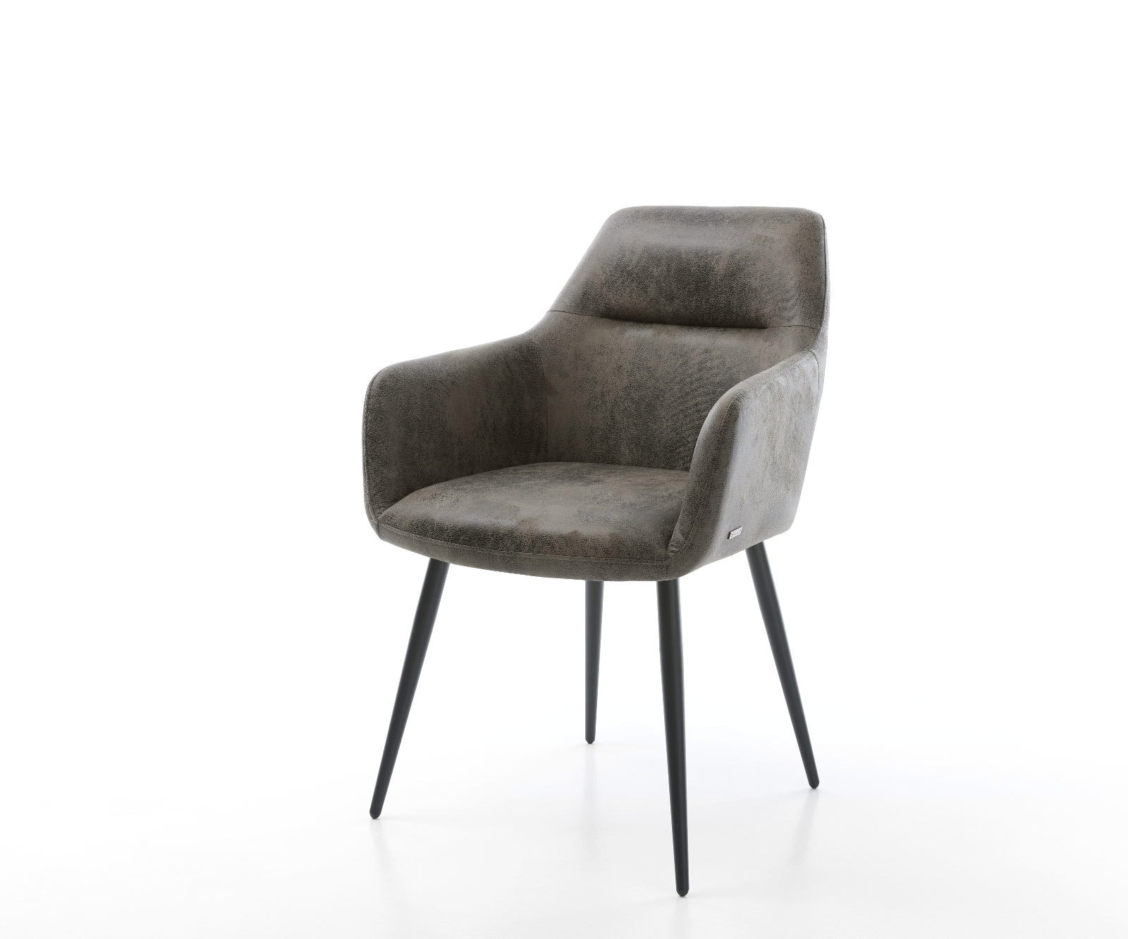 Chaise-de-salle-à-manger Pejo-Flex microvelours gris antique 4 pieds coniques noir ressorts ensachés