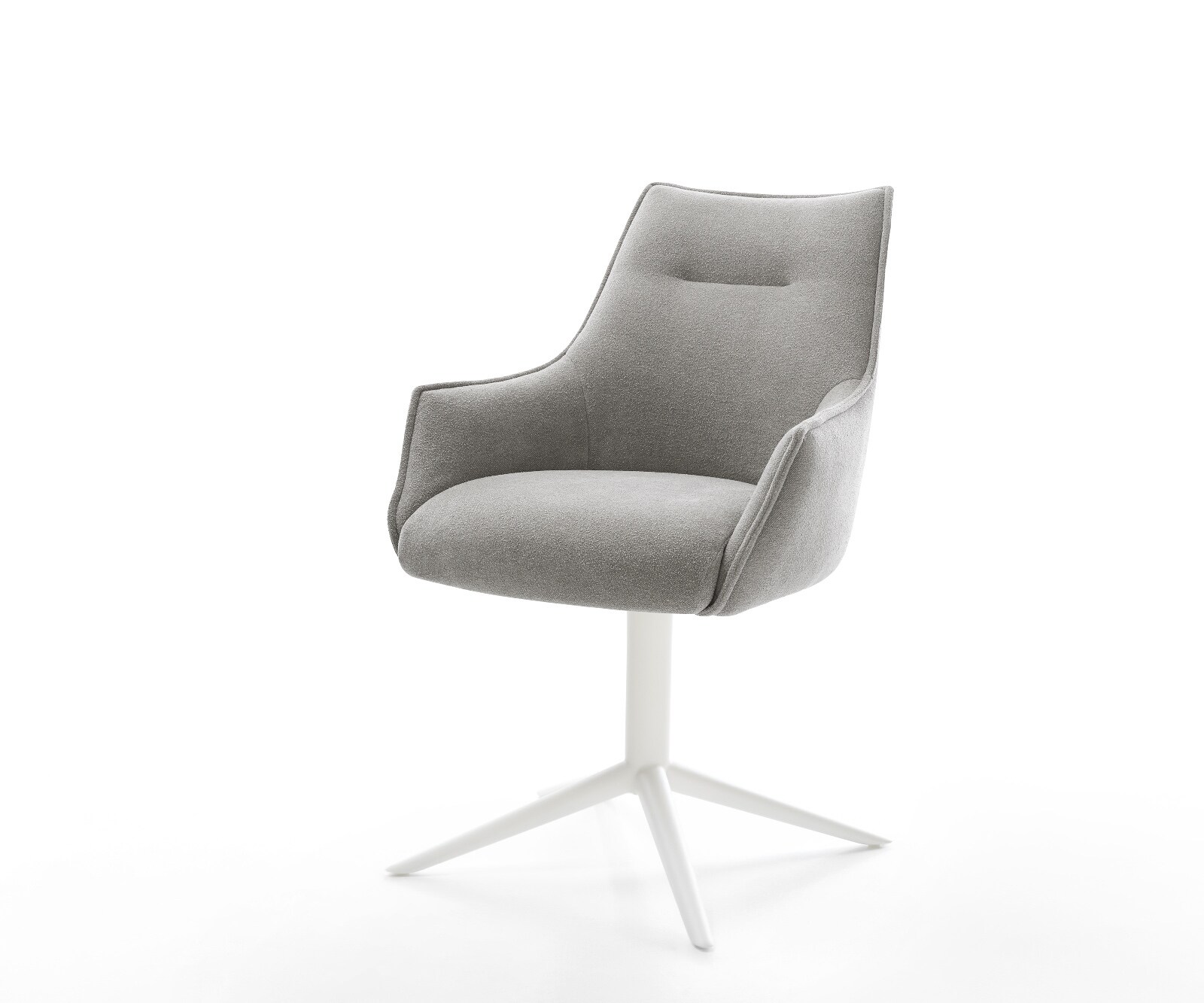 Chaise-pivotante Alja-Flex avec accoudoirs tissu structuré doux gris pied de chaise 4 branches blanc pivotement sur 360° fonction bascule resorts ensachés 1