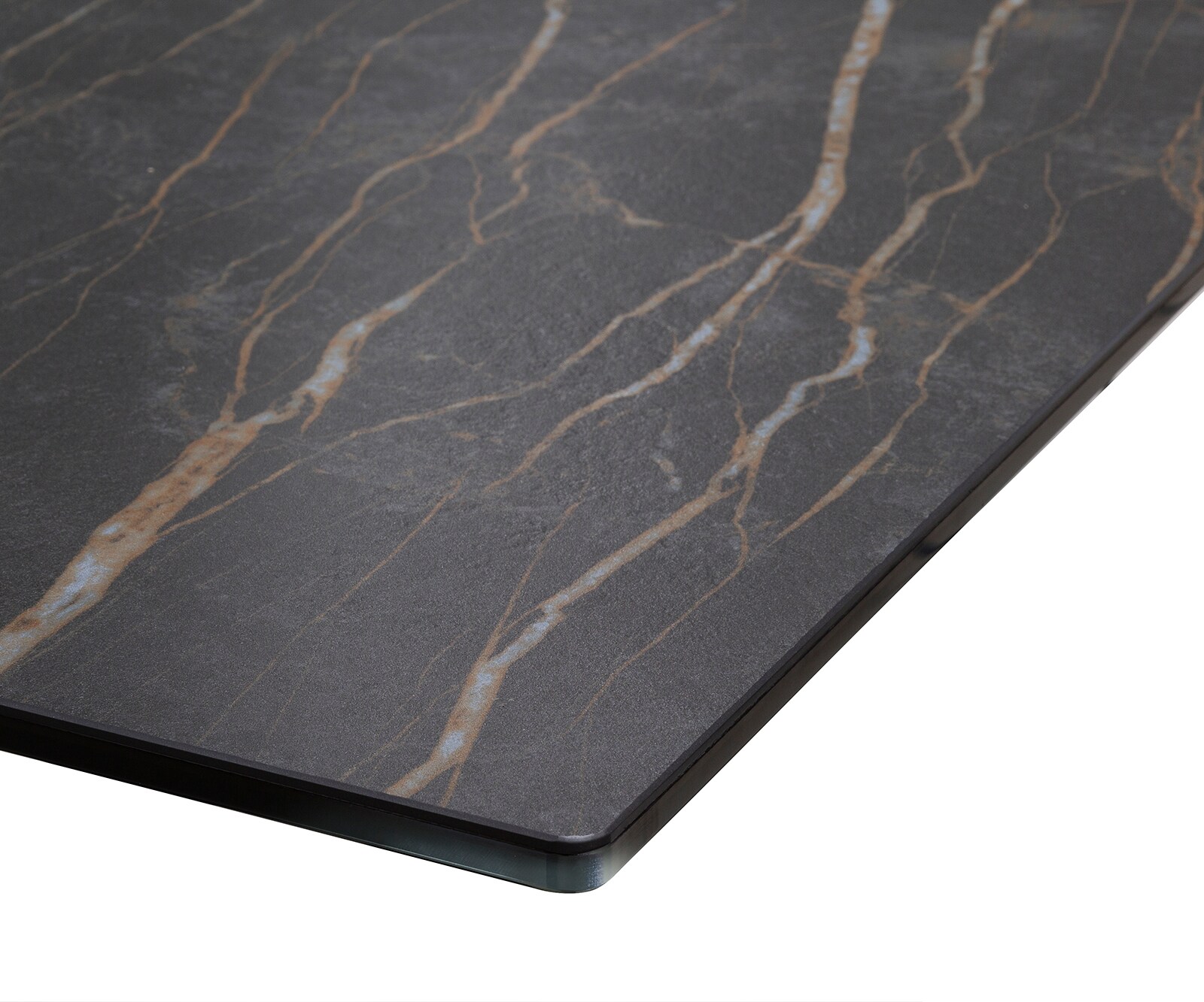 Table-à-manger Edge 200x100cm Laminam® céramique marron pieds milieu croisé argent 4