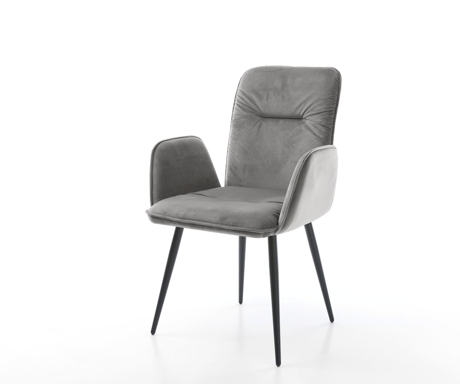 Chaise-de-salle-à-manger Vinja-Flex velours gris 4 pieds coniques noir Chaise-de-salle-à-manger Vinja-Flex velours gris 4 pieds coniques noir