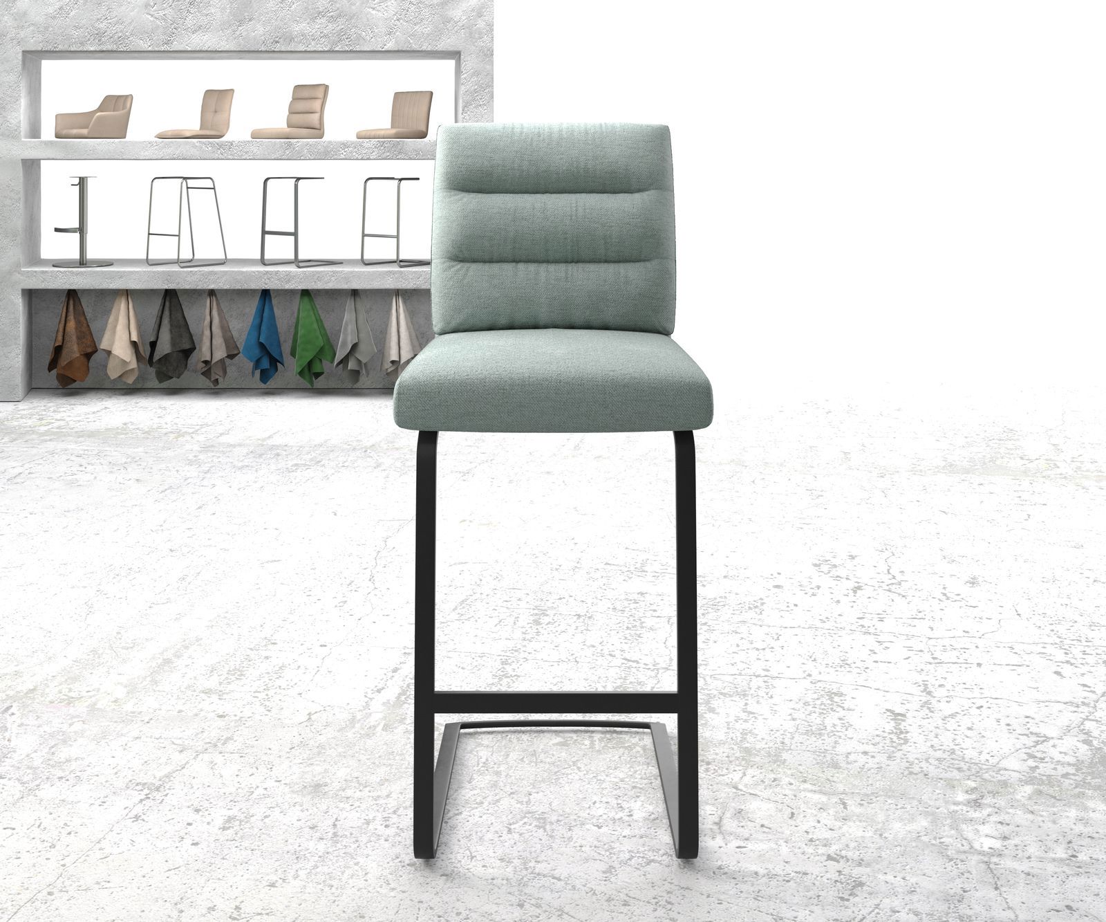 Chaise-de-bar Pela-Flex rayures menthe chaise cantilever métal plat 1