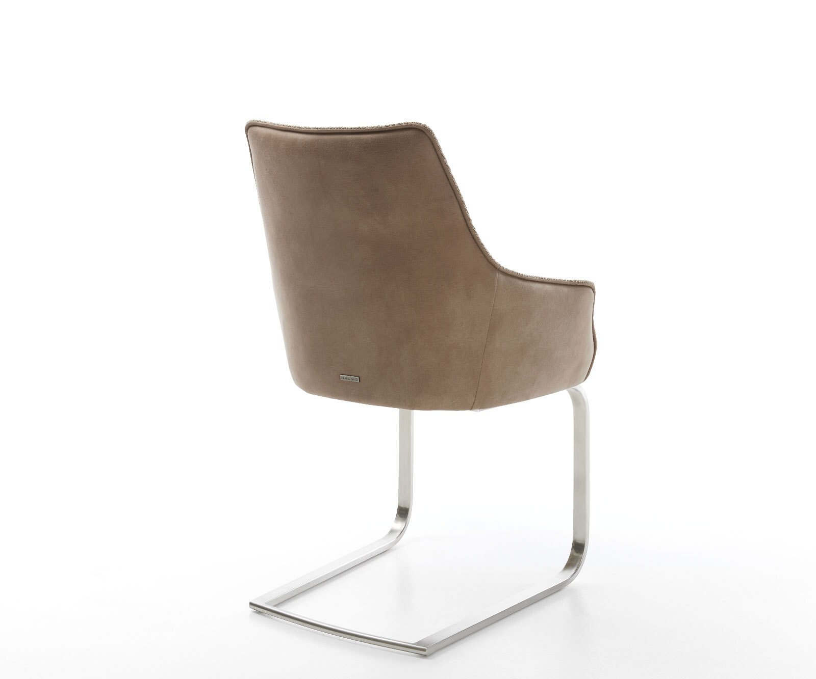Cantilever Alja-Flex avec accoudoirs tissu mixte couleur boue pied cantilever plat acier inoxydable brossé ressorts ensachés 5