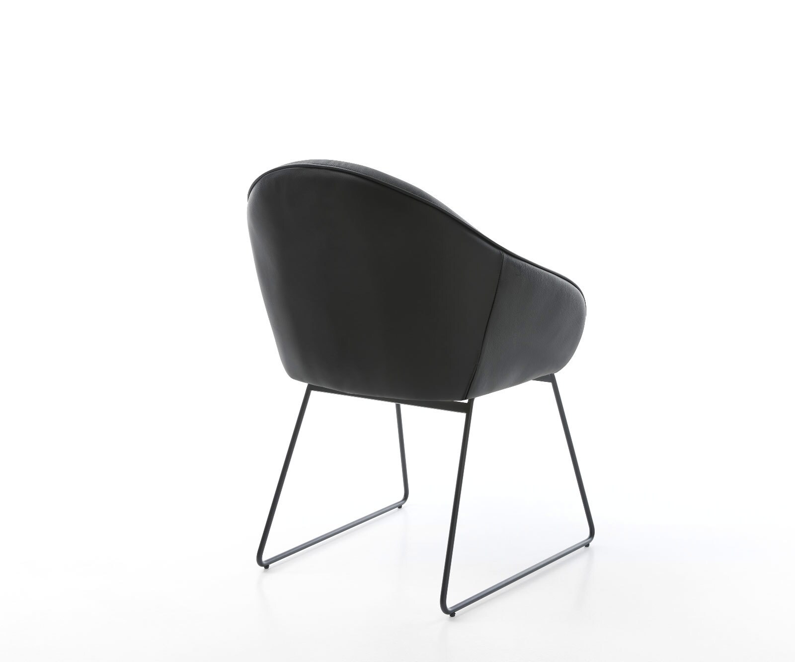 Chaise-de-salle-à-manger Gaio-Flex cuir de vache noir pied trapèze noir 4