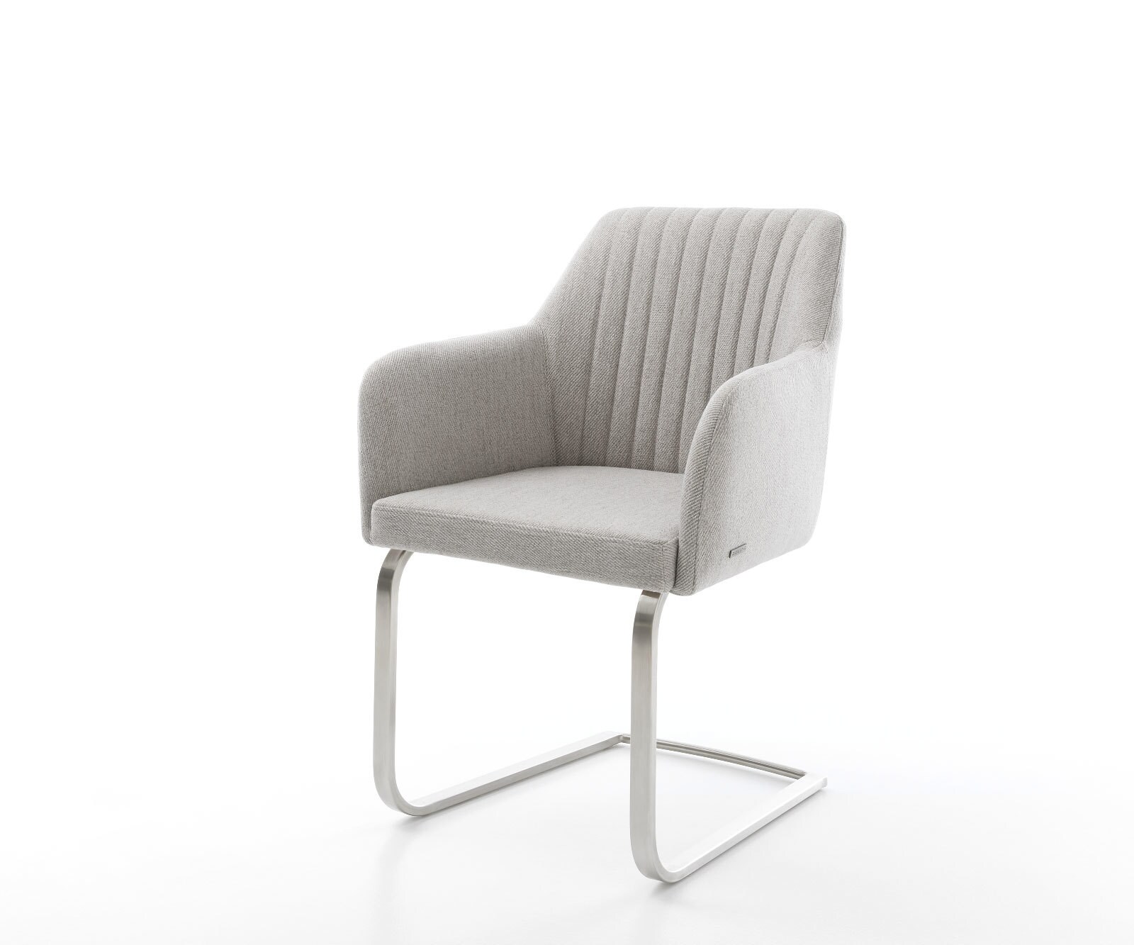 Cantilever Greg-Flex rayures gris clair pied cantilever plat acier inoxydable brossé ressorts ensachés