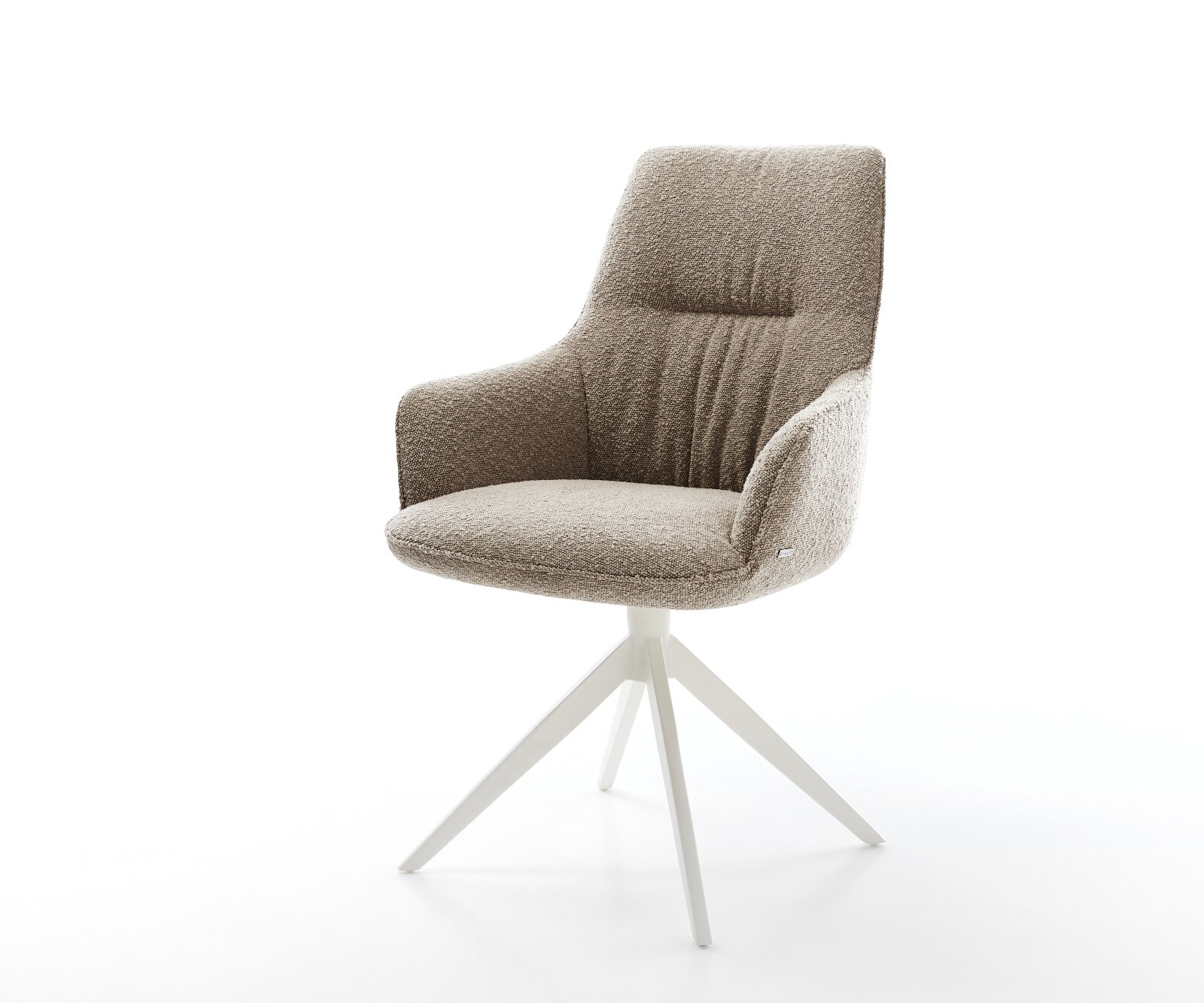 Chaise-pivotante Zelia-Flex avec accoudoirs bouclé boue pied croisé large blanc pivotement sur 360° fonction bascule ressorts ensachés 1