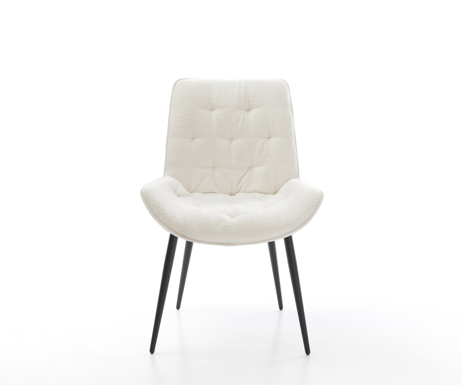 Chaise-de-salle-à-manger Taimi-Flex bouclé doux beige 4 pieds coniques noir 2