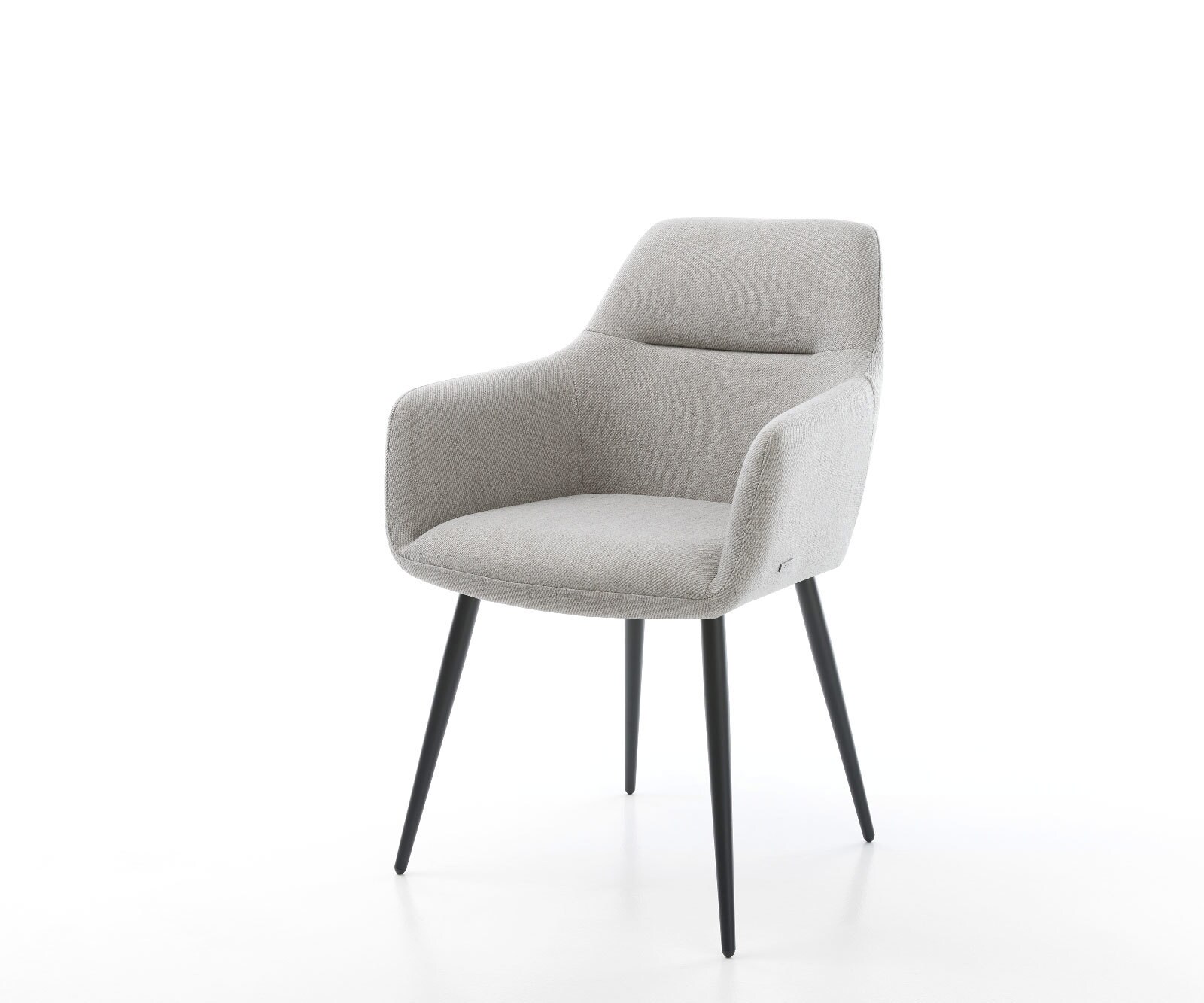 Chaise-de-salle-à-manger Pejo-Flex rayures gris clair 4 pieds coniques noir ressorts ensachés