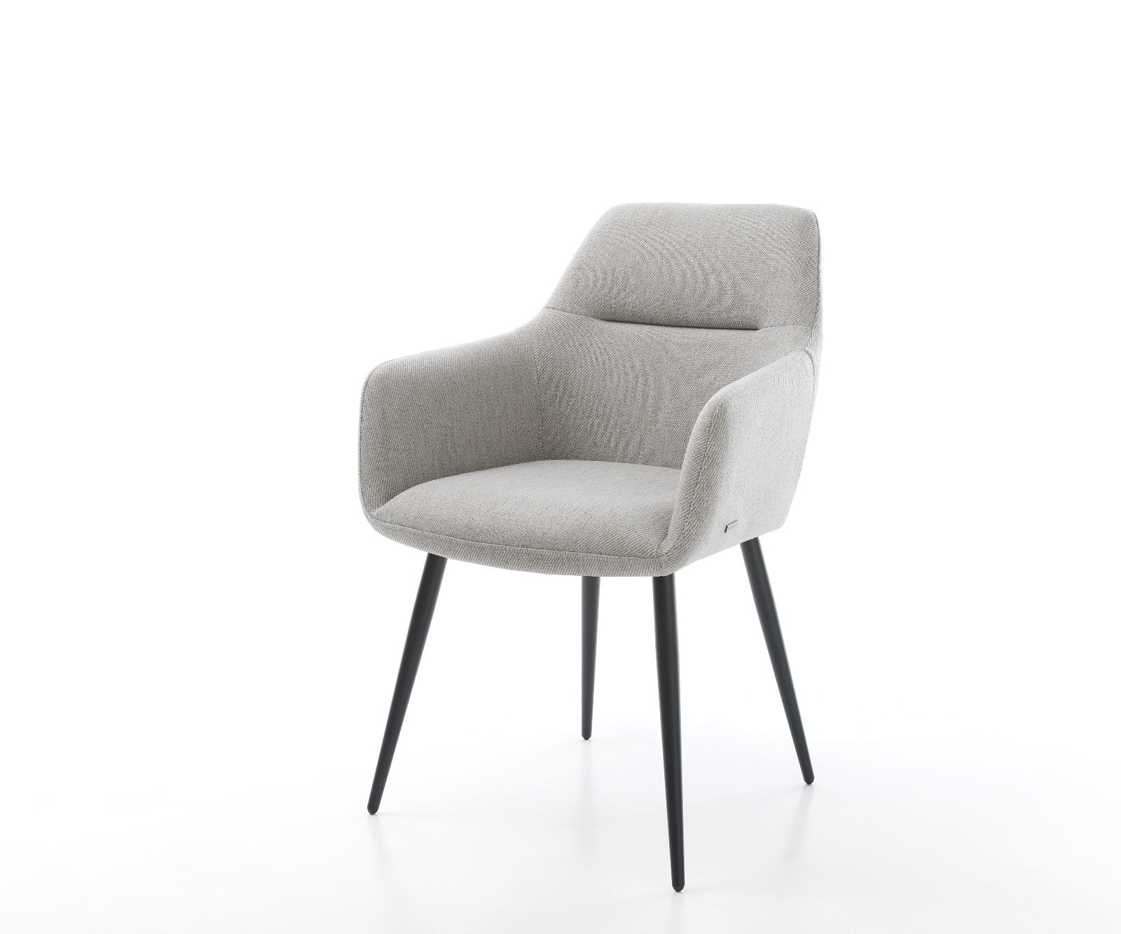 Chaise-de-salle-à-manger Pejo-Flex rayures gris clair 4 pieds coniques noir ressorts ensachés Chaise-de-salle-à-manger Pejo-Flex rayures gris clair 4 pieds coniques noir ressorts ensachés