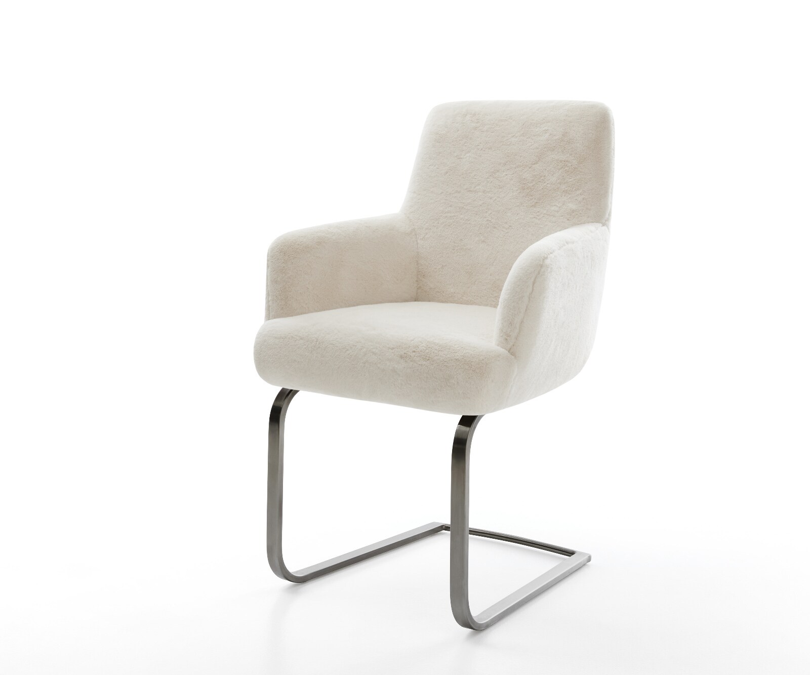 Cantilever Heira-Flex avec accoudoirs peluche crème-blanc pied cantilever plat grafiete resorts ensachés 1