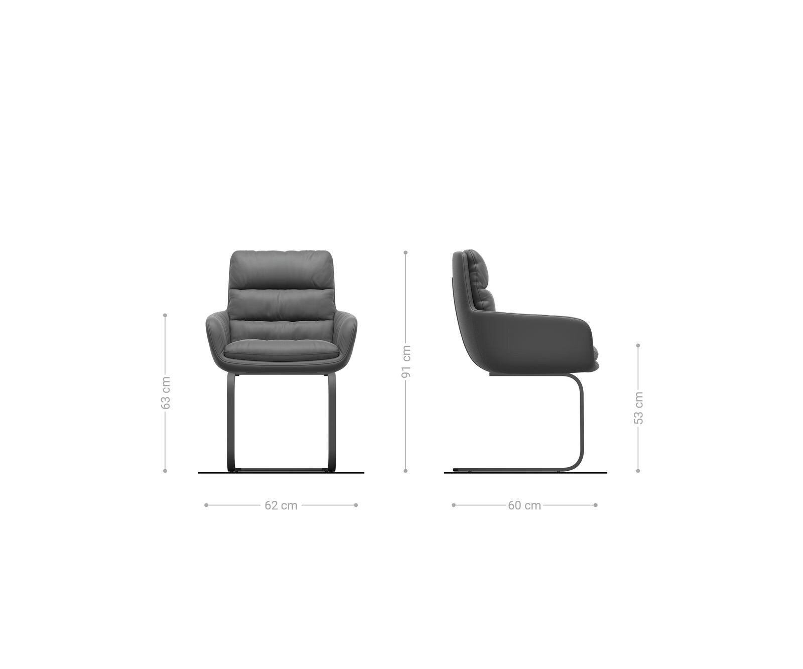Cantilever Abelia-Flex avec accoudoirs chenille olive pied cantilever plat aspect titane 6