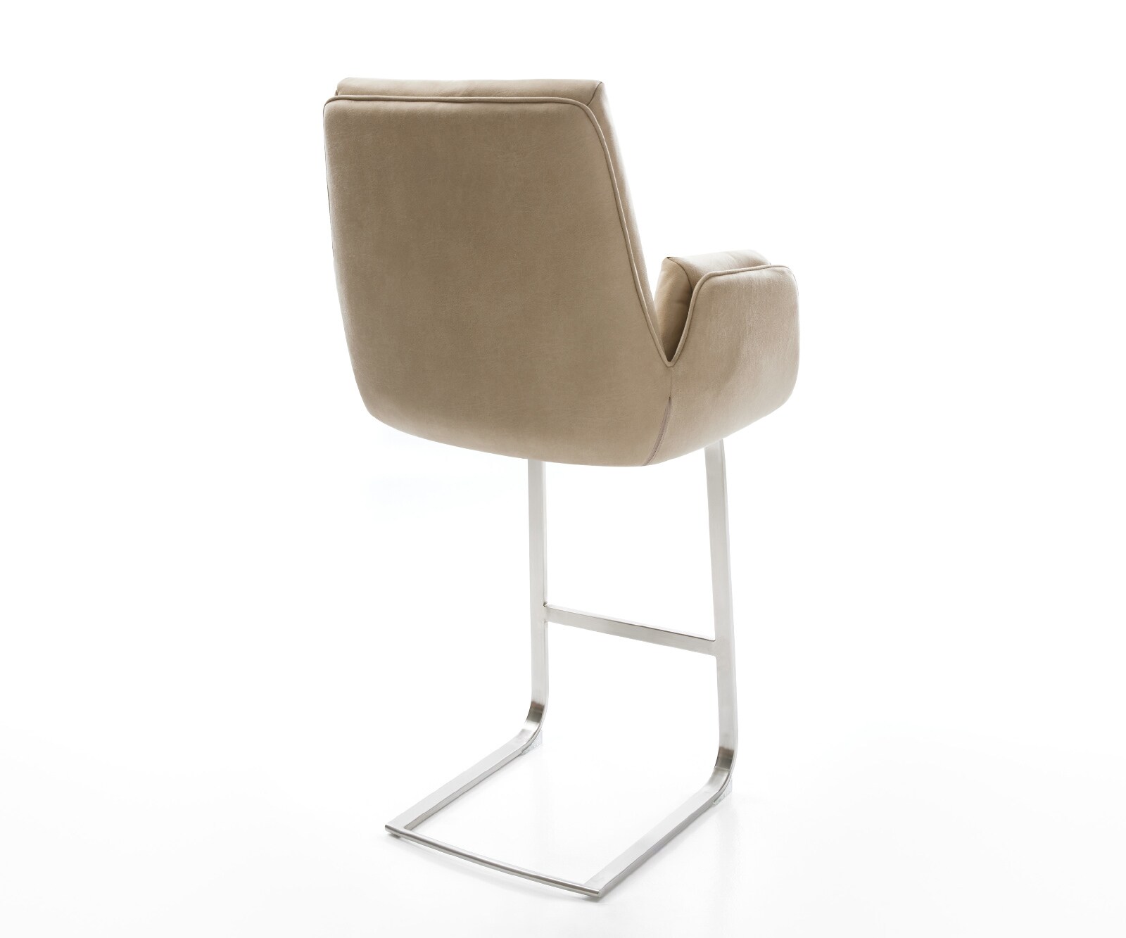 Chaise-de-bar Clea-Flex Microfibre Beige vintage Pied cantilever acier inoxydable Argent 5