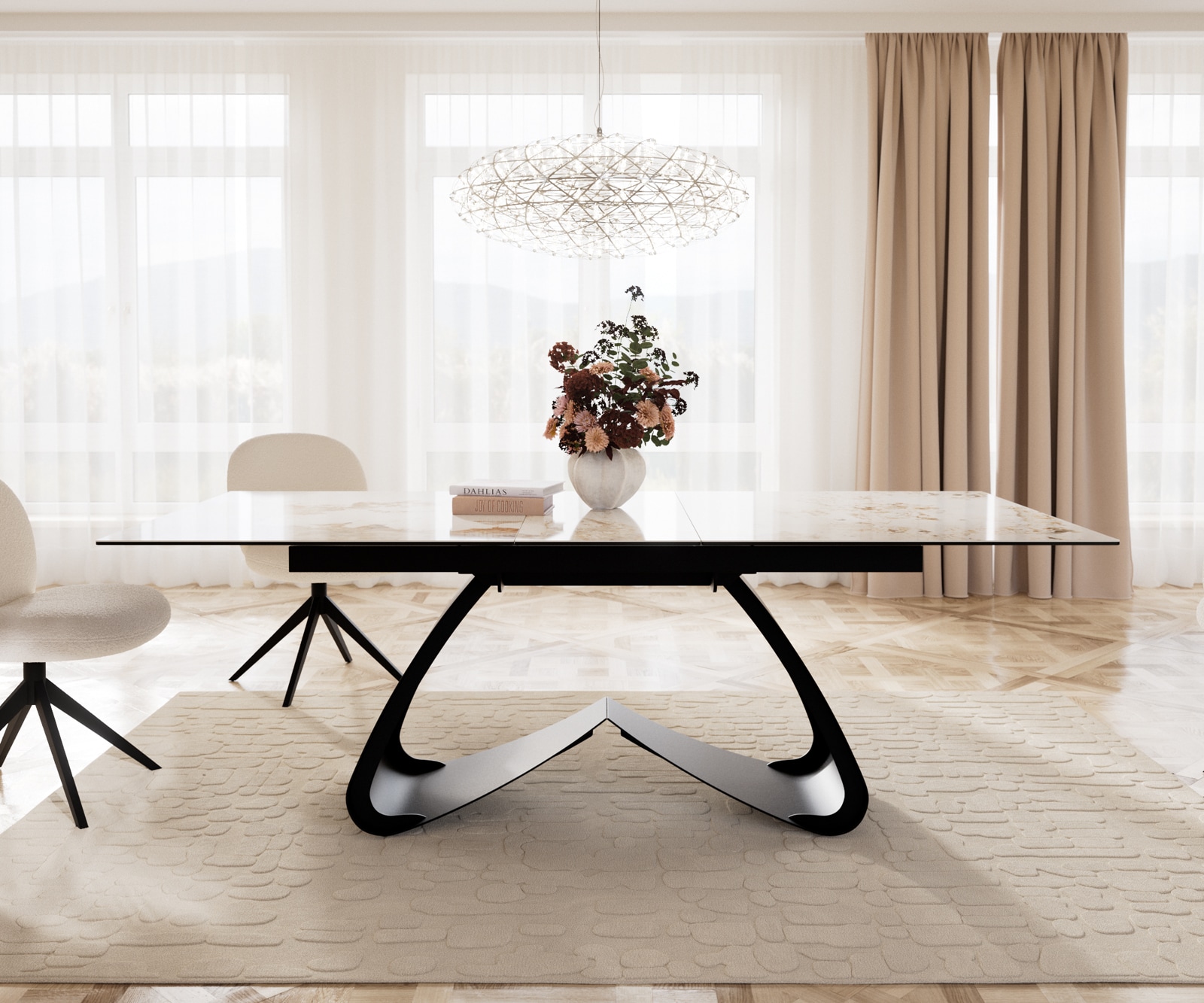 Piètement W métal noir pour tables à rallonges de 180-300 cm 1 Piètement W métal noir pour tables à rallonges de 180-300 cm 1