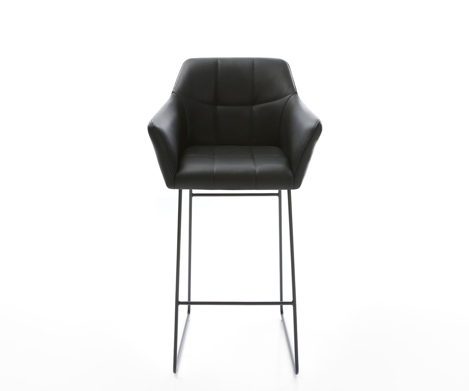 Chaise-de-bar Yulo-Flex cuir véritable noir cadre de patins métal 1