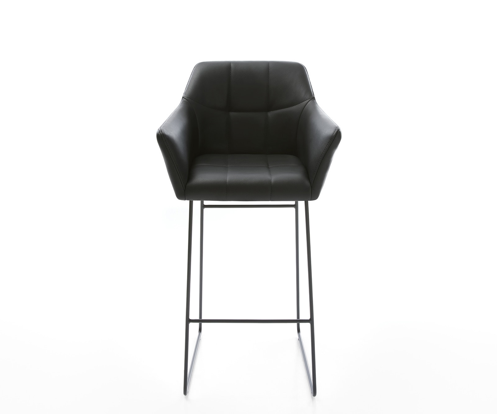 Chaise-de-bar Yulo-Flex cuir véritable noir cadre de patins métal 1 Chaise-de-bar Yulo-Flex cuir véritable noir cadre de patins métal 1