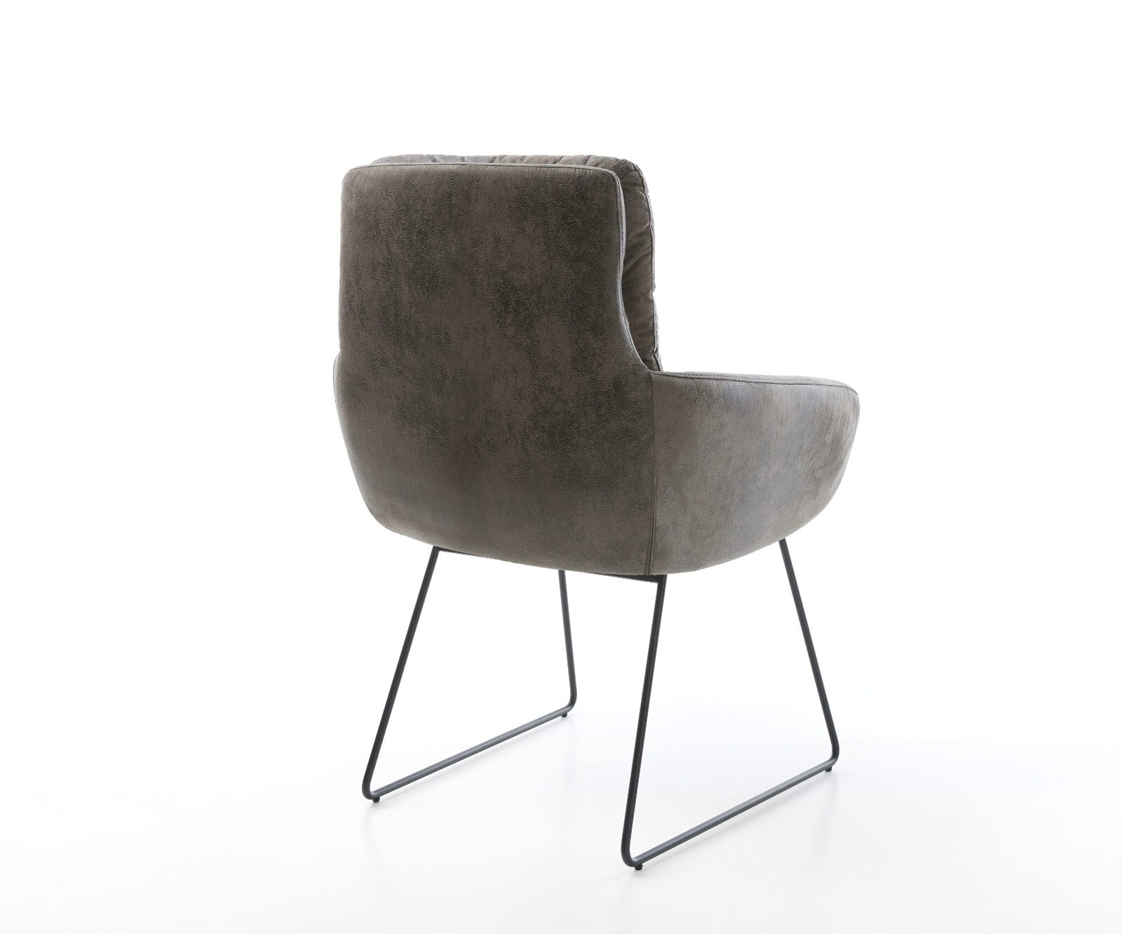 Chaise-de-salle-à-manger Abelia-Flex avec accoudoirs microvelours gris antique pied trapèze noir 4 Chaise-de-salle-à-manger Abelia-Flex avec accoudoirs microvelours gris antique pied trapèze noir 4