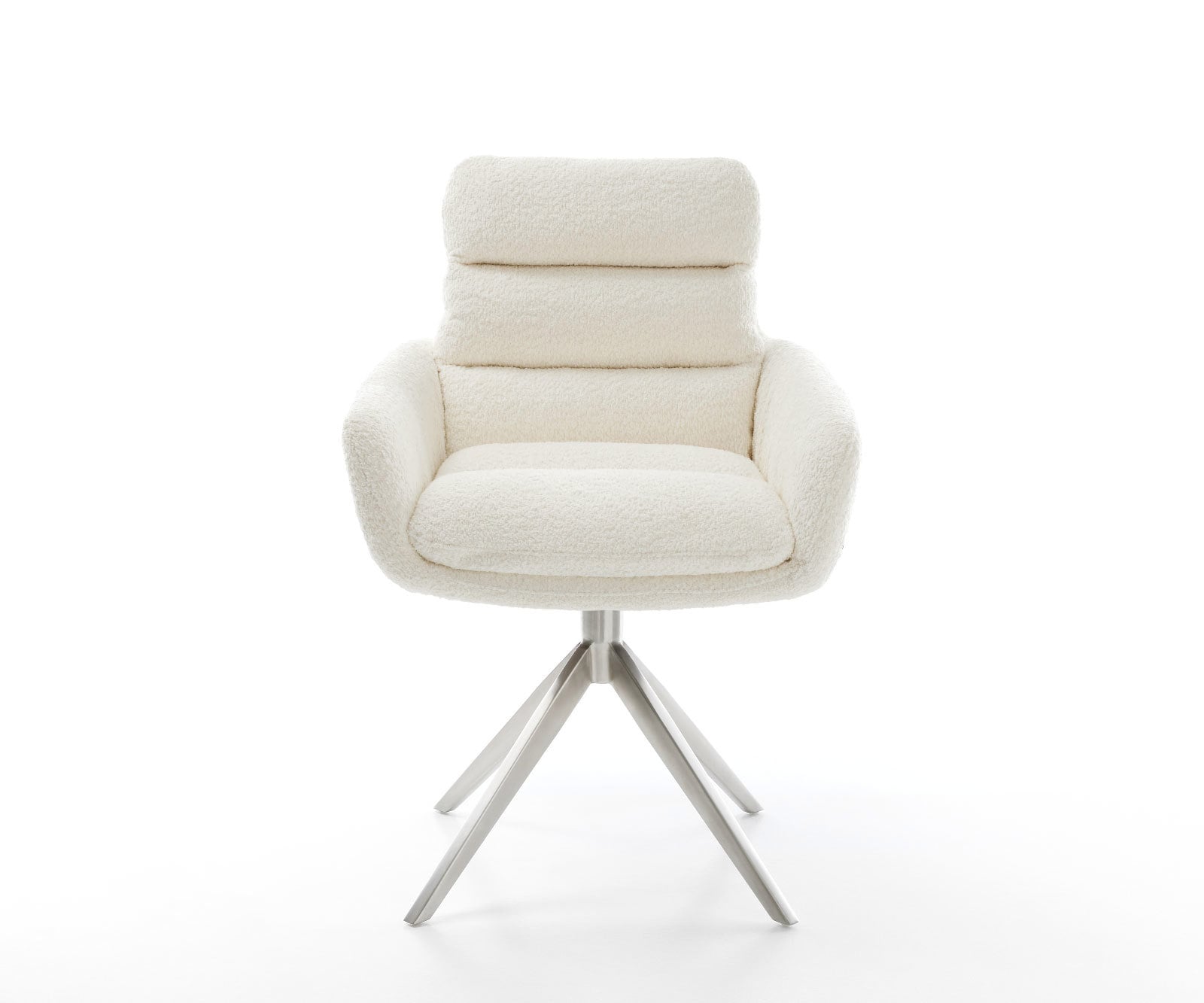 Chaise-pivotante Abelia-Flex bouclé blanc pied croisé large acier inoxydable brossé pivotement sur 360° fonction bascule 1 Chaise-pivotante Abelia-Flex bouclé blanc pied croisé large acier inoxydable brossé pivotement sur 360° fonction bascule 1