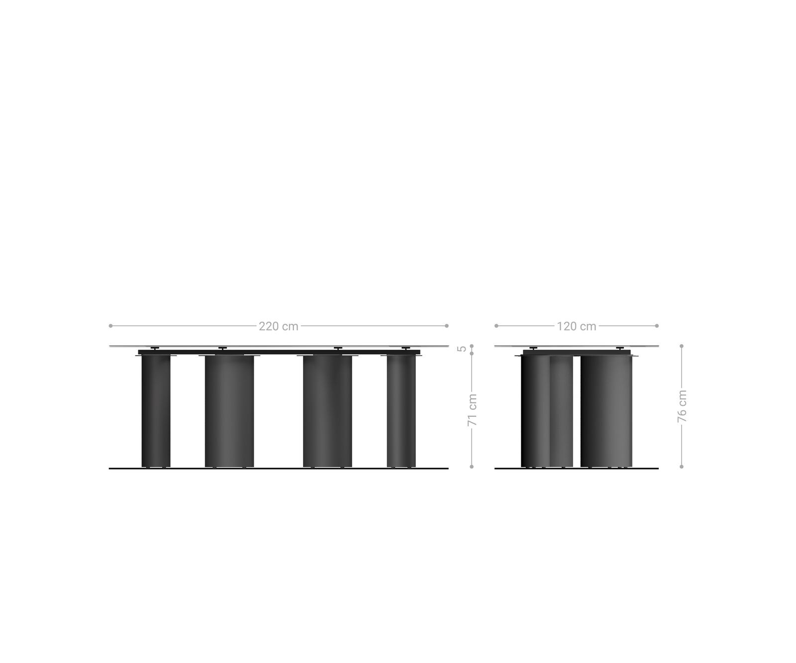 Table à manger Edge Ovale 220x120 Céramique Minas Melange Blanc-Beige Pilier Acier inoxydable Graphite 7