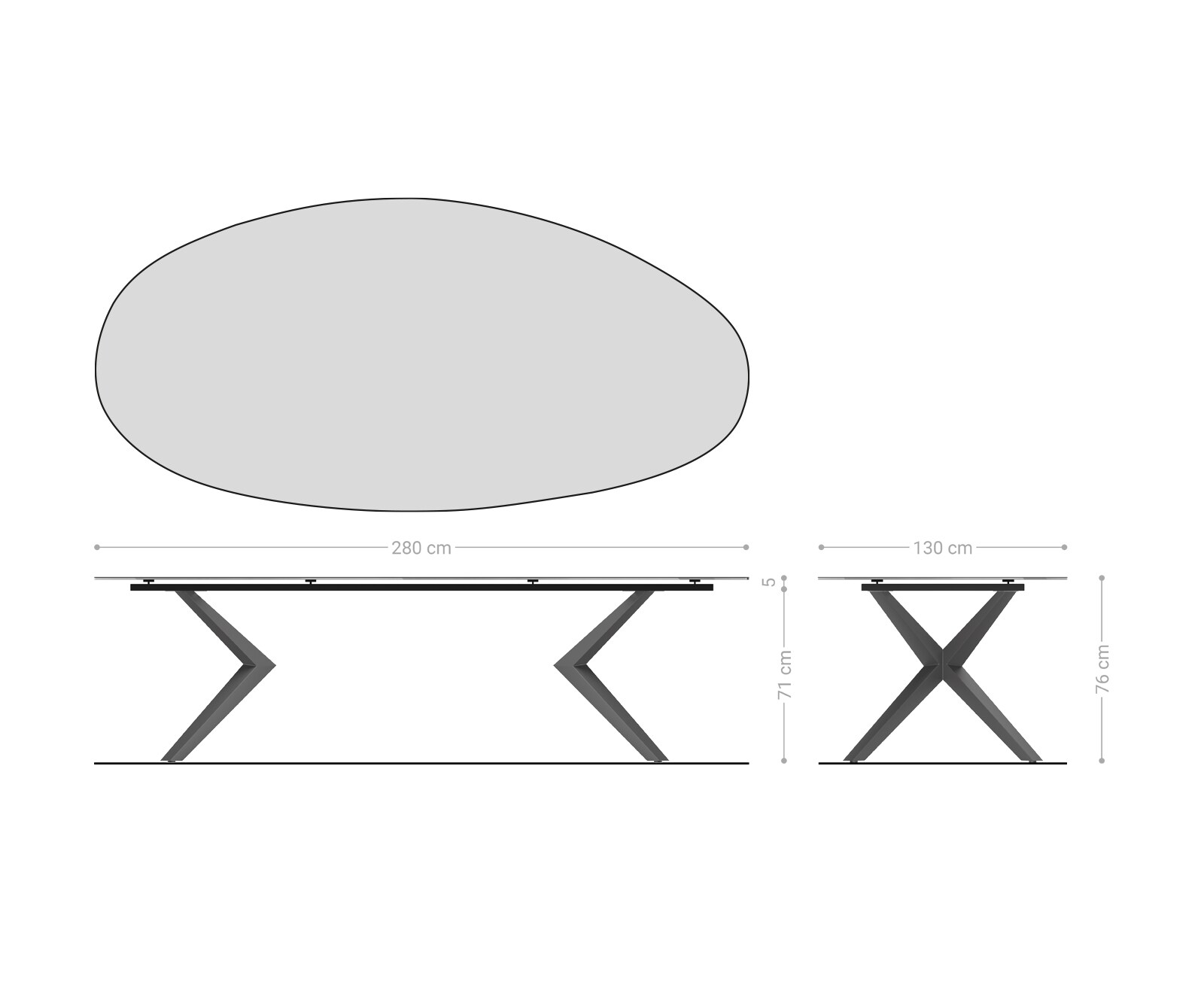 Table à manger Edge Ovale 280x130 Céramique Laminam® Sabbia Couleur chêne Zenthara anguleux Métal finition à effet Titane 7