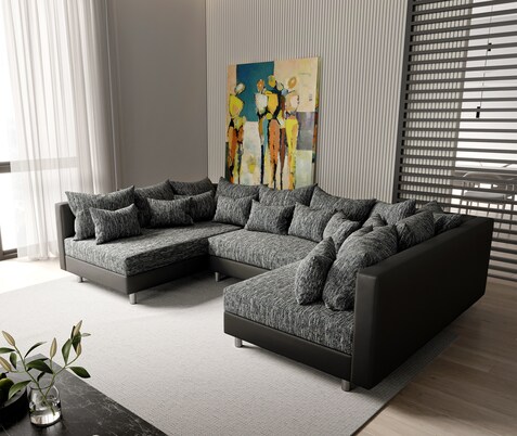 salon Clovis noir canapé modulaire module système