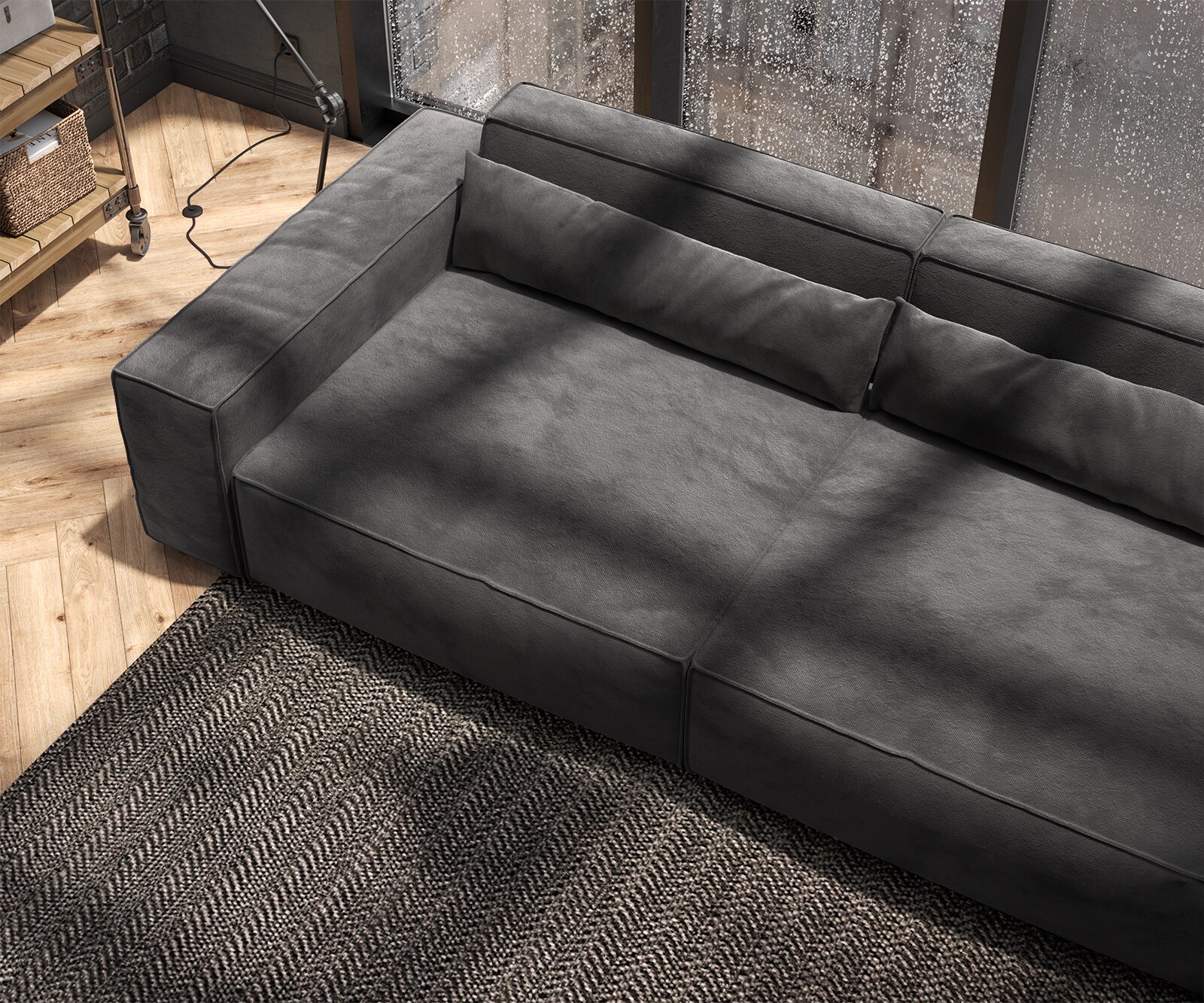Grand Canapé Sirpio XL 270x130 cm Microfibre Noir 6