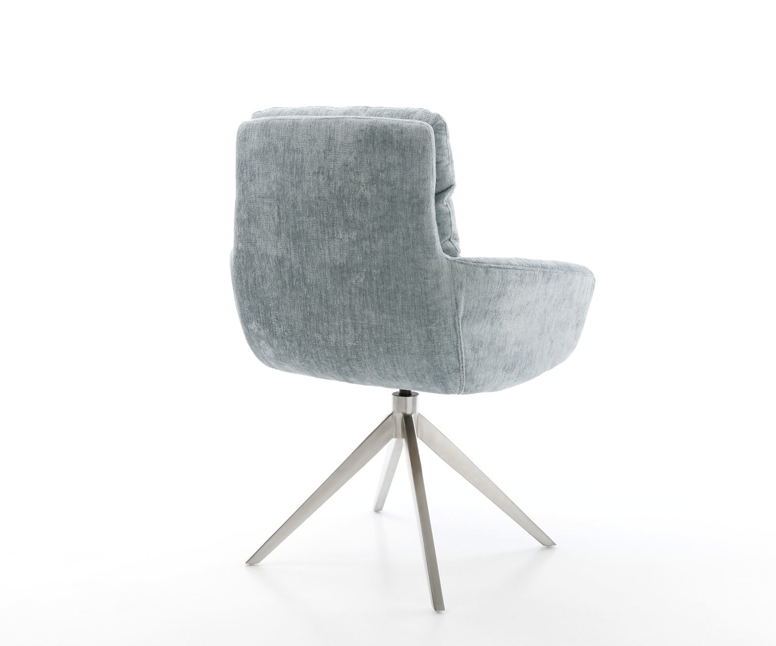 Chaise-pivotante Abelia-Flex avec accoudoirs chenille bleu pastel pied croisé large acier inoxydable brossé pivotement sur 360° fonction bascule 4 Chaise-pivotante Abelia-Flex avec accoudoirs chenille bleu pastel pied croisé large acier inoxydable brossé pivotement sur 360° fonction bascule 4